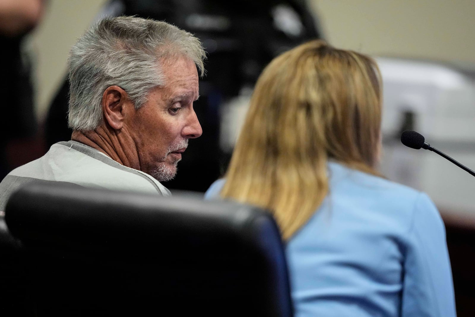 FILE - Colin Gray, 54, the father of Apalachee High School shooter Colt Gray, sits in the Barrow County courthouse for his first court appearance, Sept. 6, 2024, in Winder, Ga. (AP Photo/Brynn Anderson, File)