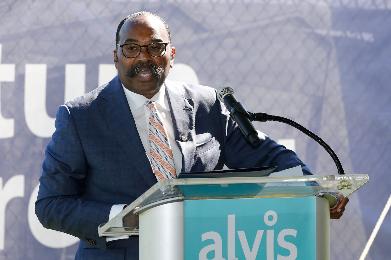 State Sen. Hearcel Craig, a Columbus Democrat, speaks during a groundbreaking celebration for the Alvis House expansion and renovation project Friday, Sept. 24, 2021, in Columbus, Ohio. Alvis House is a nonprofit human services agency providing treatment programs for the previously incarcerated. (AP Photo/Jay LaPrete)