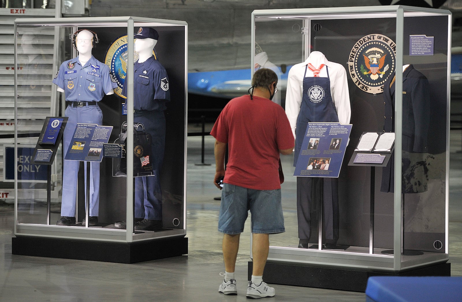 A new exhibit titled “Flying the President,” which features memorabilia flown aboard Air Force One from the FDR to Trump administrations opened Friday at the National Museum of the U.S. Air Force. Among the items, visitors can see playing cards and a gin rummy score card from the Truman Administration; President Kennedy’s cigar box from SAM 26000; memorabilia from President Nixon’s 1979 visit to China; candies from the Eisenhower, Clinton, George W. Bush, and Obama administrations; and a lunch menu from one of President Trumps many flights on Air Force One. MARSHALL GORBY\STAFF