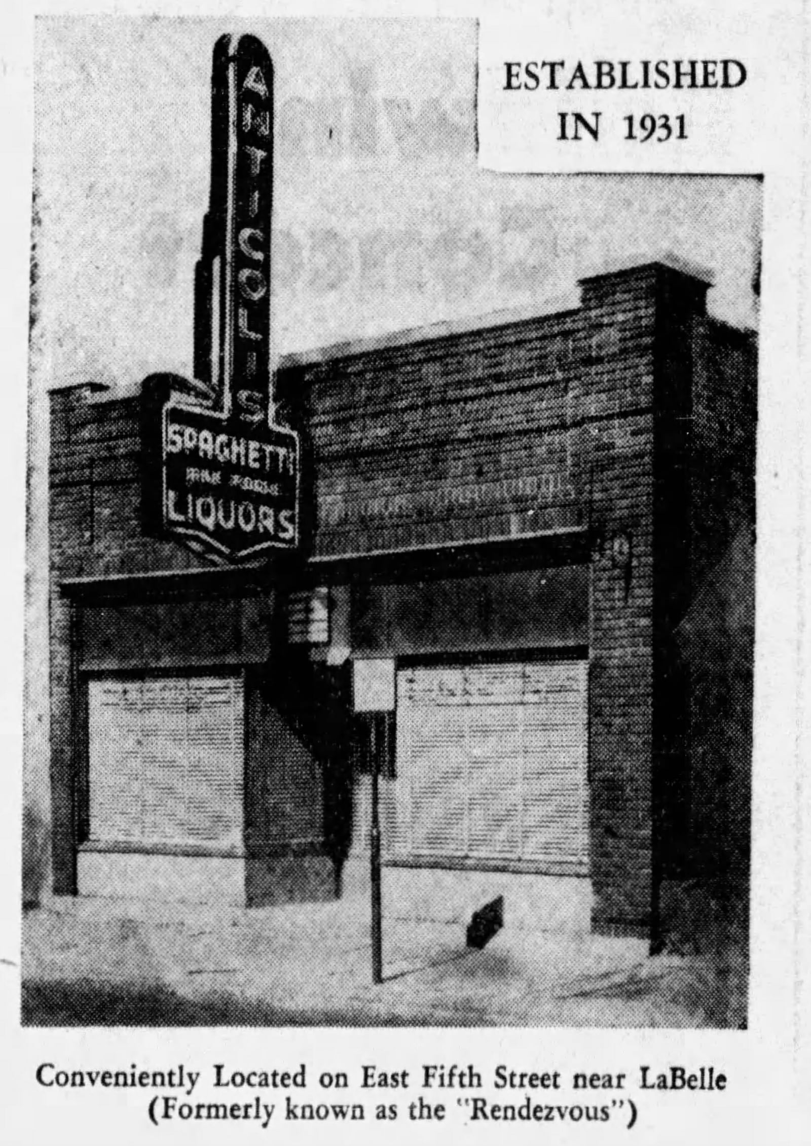 The Rendezvous changed names to Anticoli's a few years before moving to Salem Ave. in Dayton. DAYTON DAILY NEWS ARCHIVES