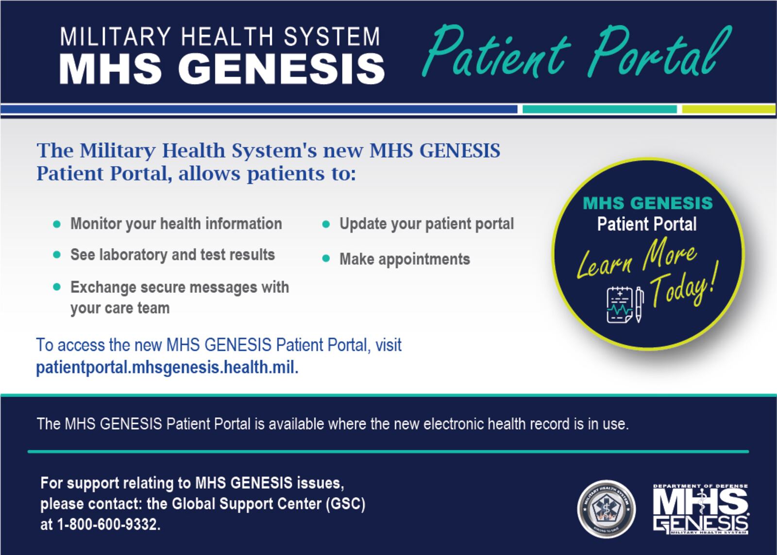 Patients at Wright-Patterson Medical Center can make preparations now for the MHS GENESIS transition June 3. (Contributed graphic)