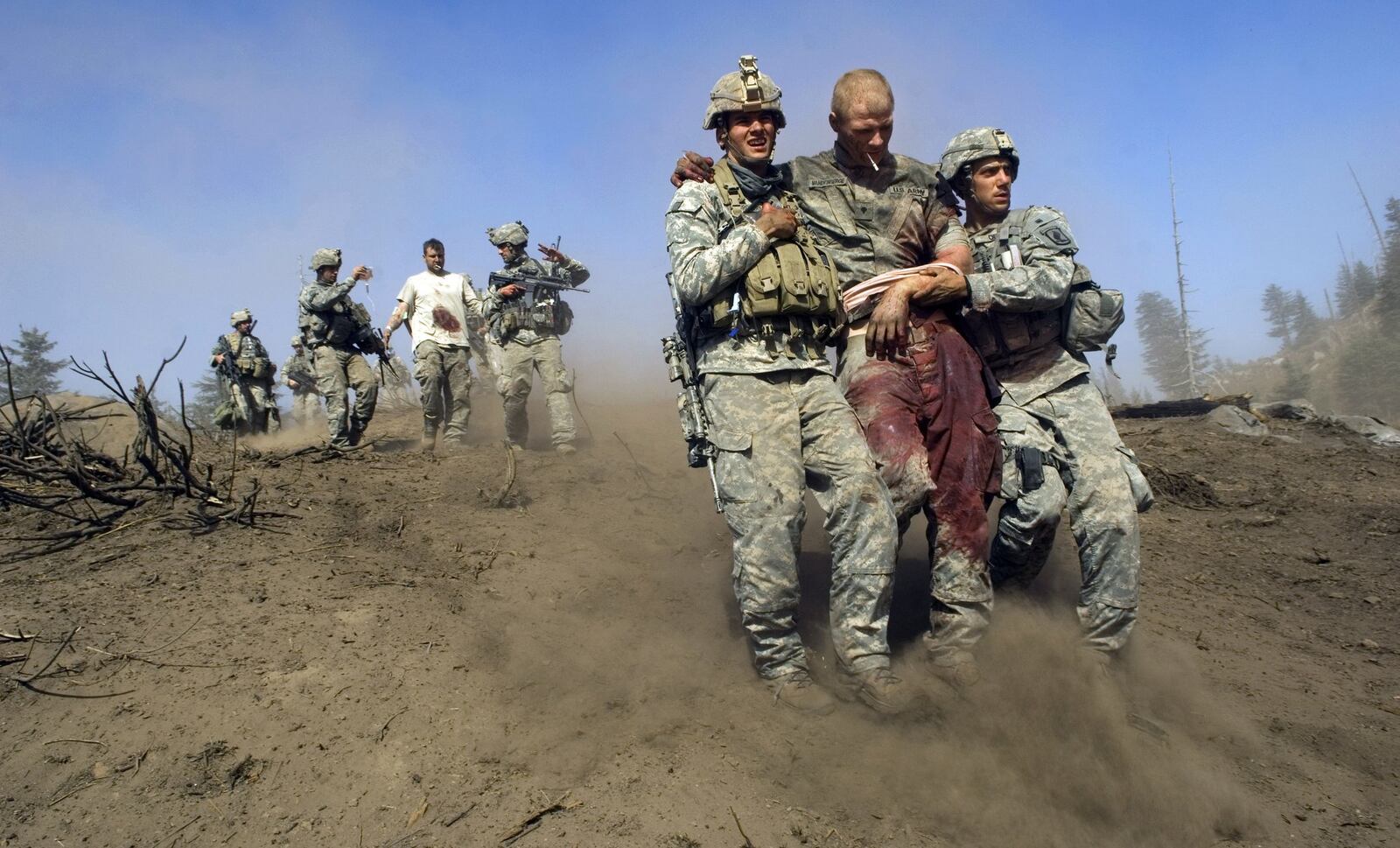 FILE — Wounded soldiers in Kunar Province in Afghanistan, Jan. 27, 2007. America?s war in Afghanistan has now stretched into its 16th year, preoccupying three American presidencies and outlasting a dozen American military commanders. (Lynsey Addario/The New York Times)