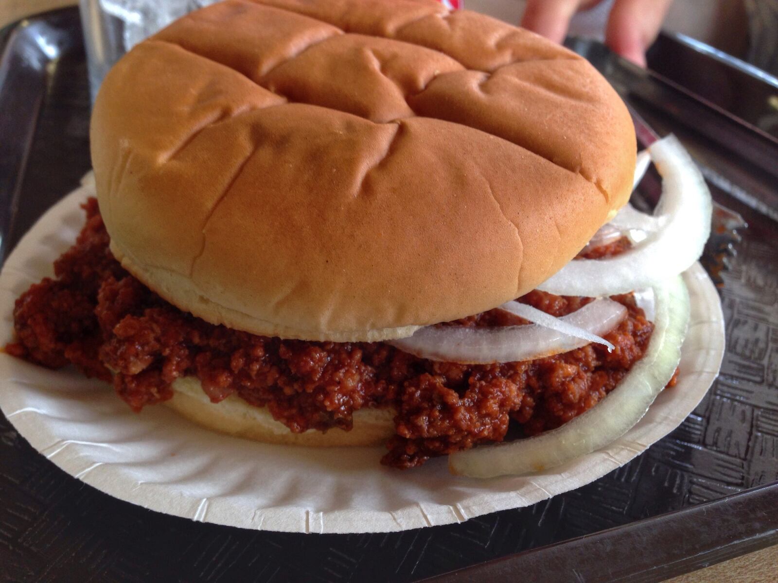 Behold, the sloppy joe at Falb's. It’s a copious amount of ground beef, tomato sauce and seasonings.