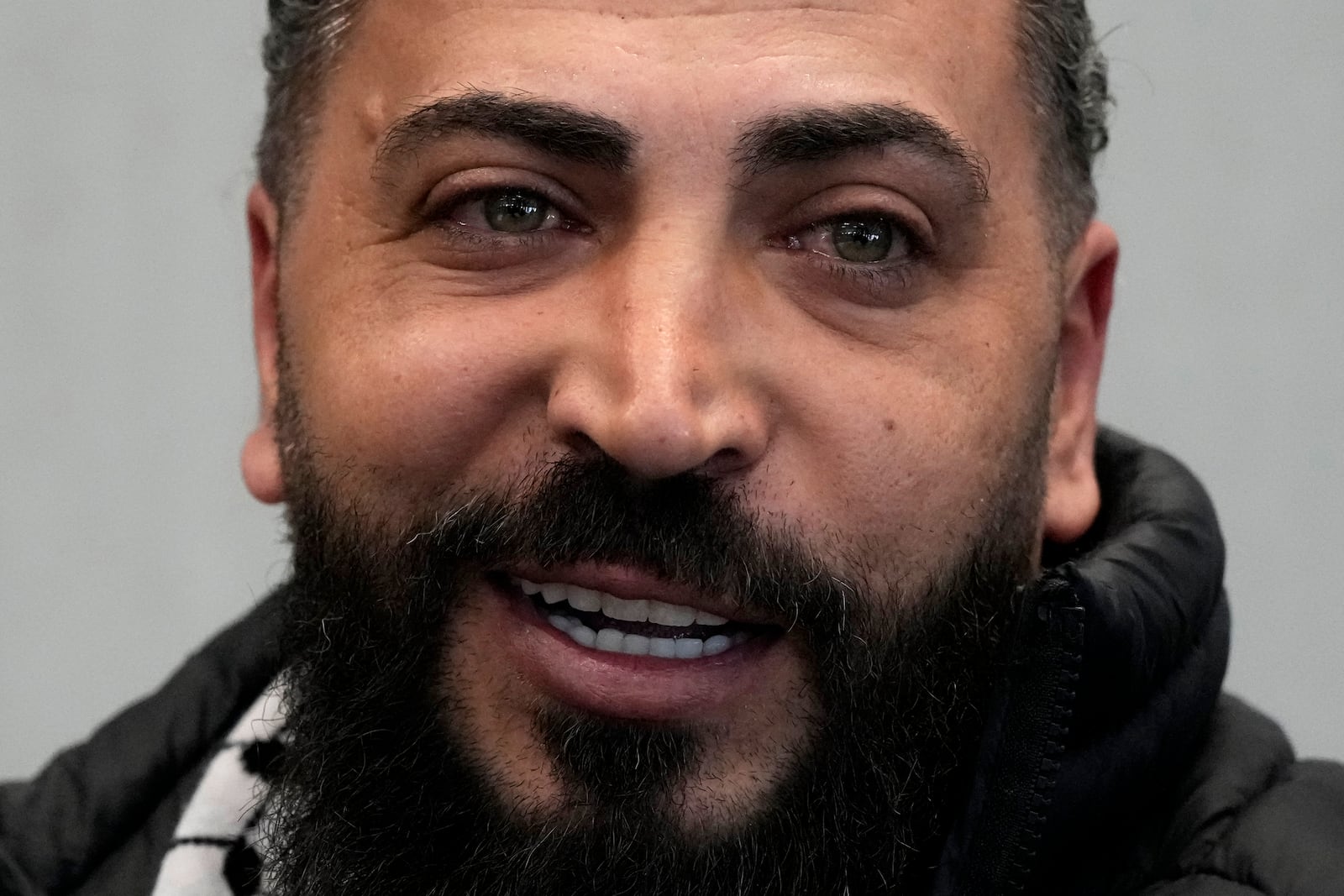 Odai Alfayoumi, father of 6-year-old Palestinian boy Wadee Alfayoumi, speaks at a news conference at the Will County Courthouse after a jury found defendant Joseph Czuba found guilty of murder and hate crime charges, Friday, Feb. 28, 2025, in Joliet, Ill. (AP Photo/Nam Y. Huh)