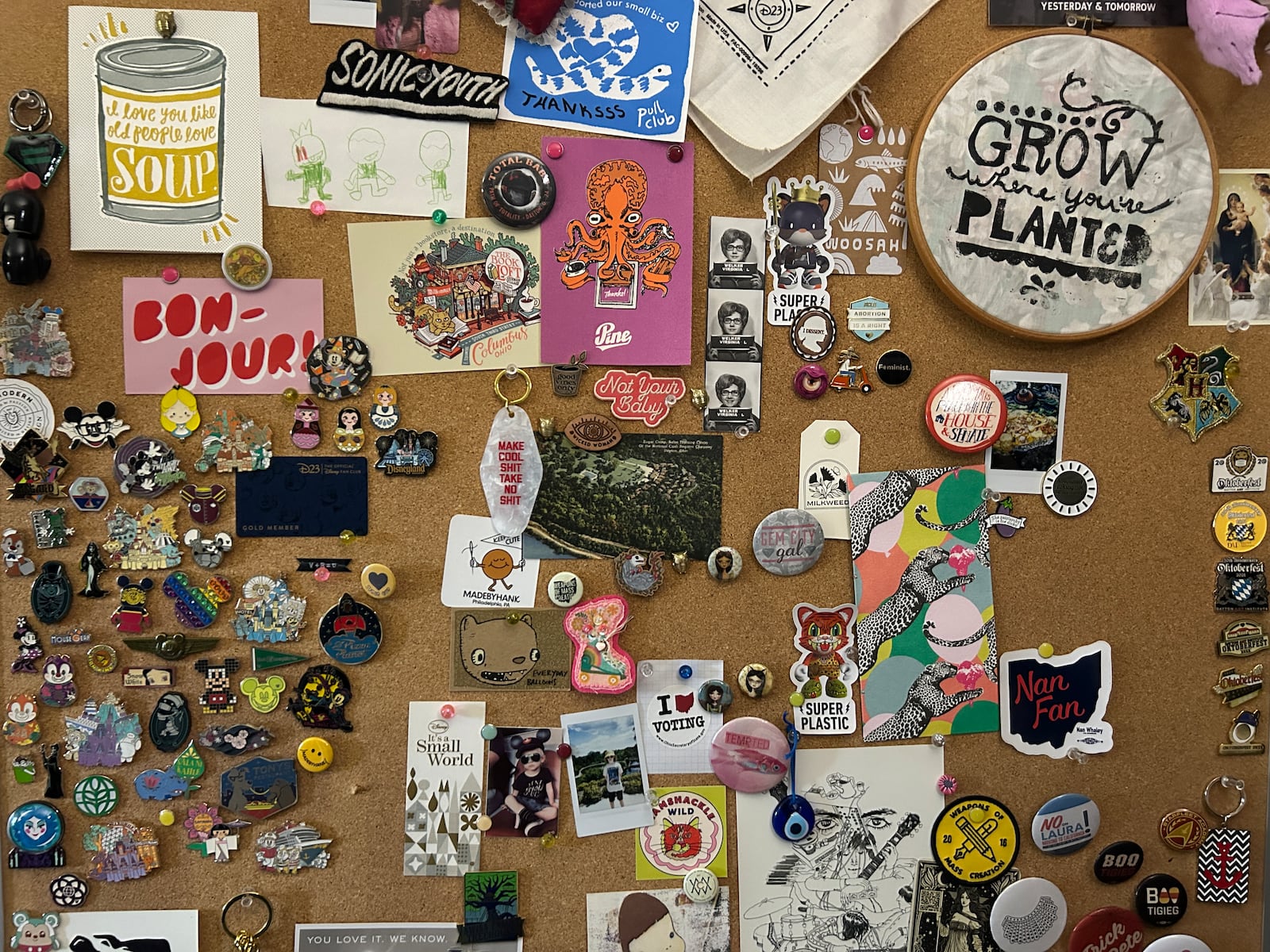 An inspiration board in Val Smith's home office. She designs Sugar Camp bandanas out of her Louis Lott-designed 1910 house in the Schantz Park neighborhood of Oakwood.