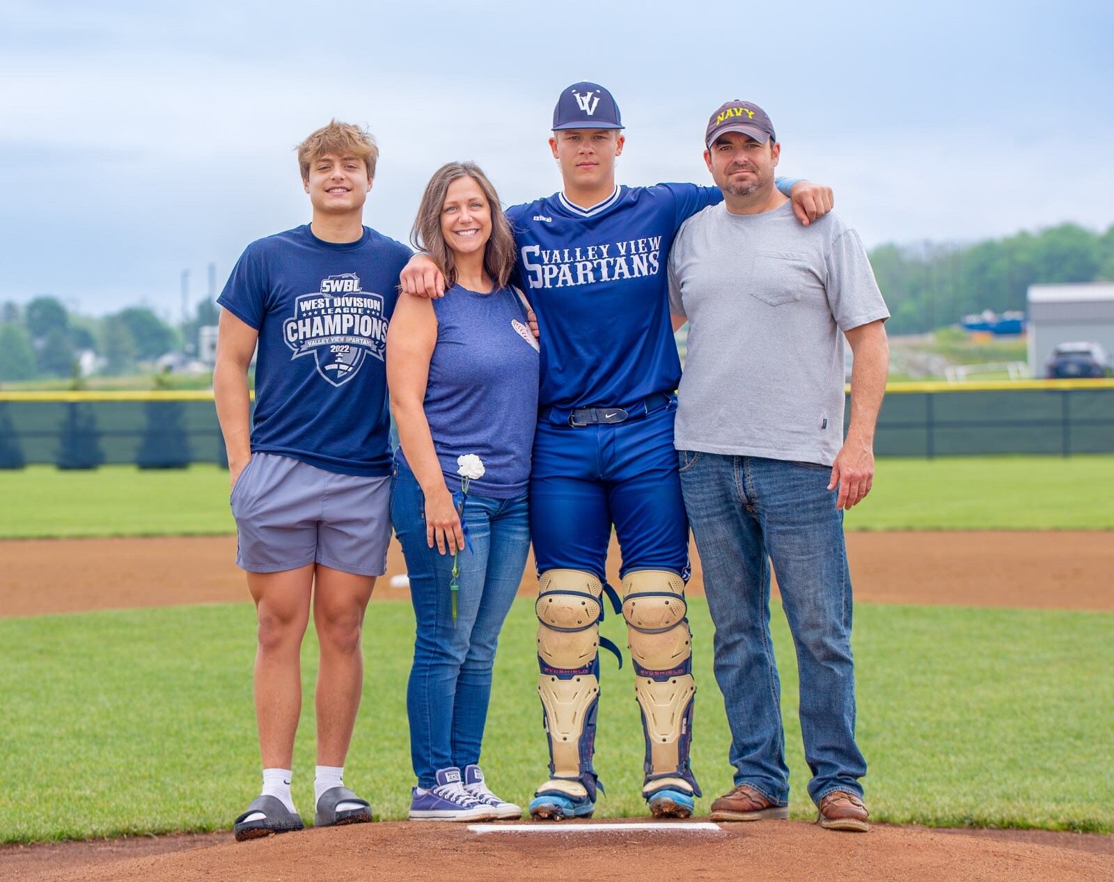 The Malara family poses for a photo at the Valley View baseball senior night for lLaden Malara, center right. Contributed photo