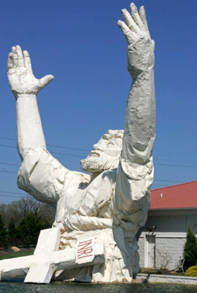 'Touchdown Jesus' statue in photos