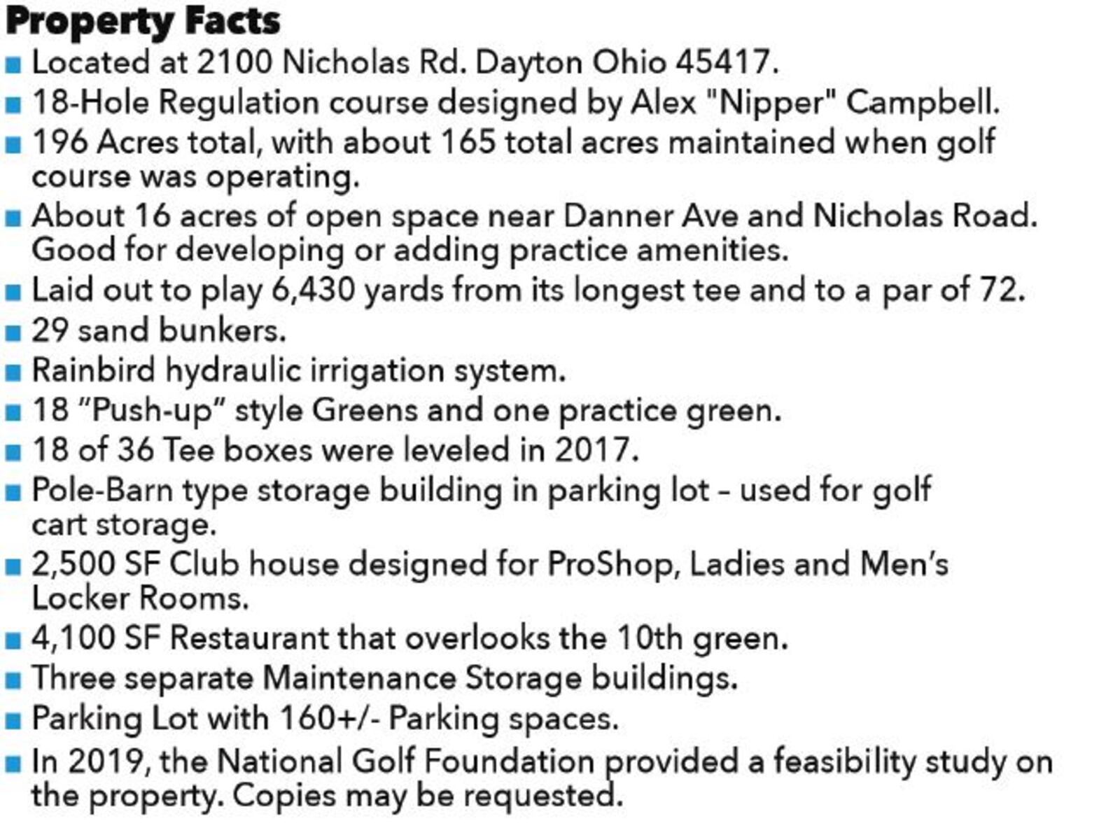 Information from marketing materials for Madden Golf Course in Dayton. CONTRIBUTED