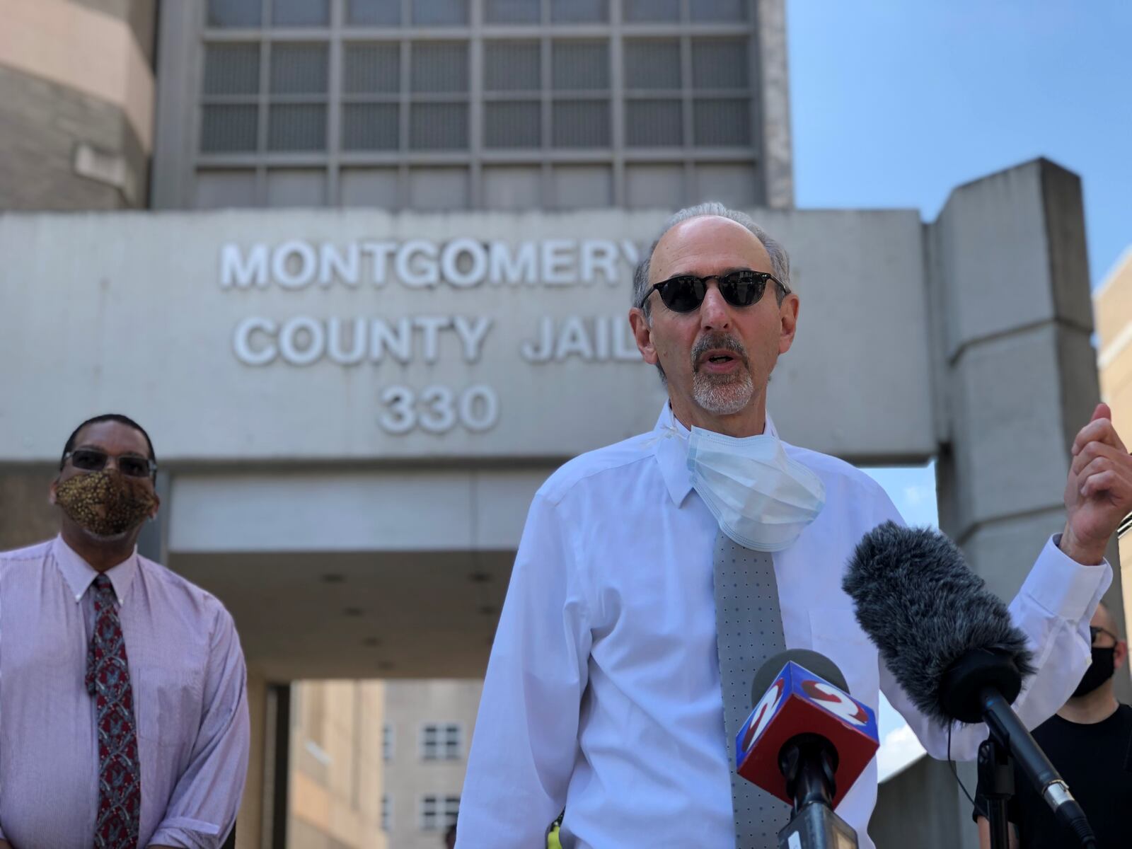 Ellis Jacobs, counsel for a coalition concerned about police surveillance technology, at a press conference last year outside the Montgomery County Jail. CORNELIUS FROLIK / STAFF