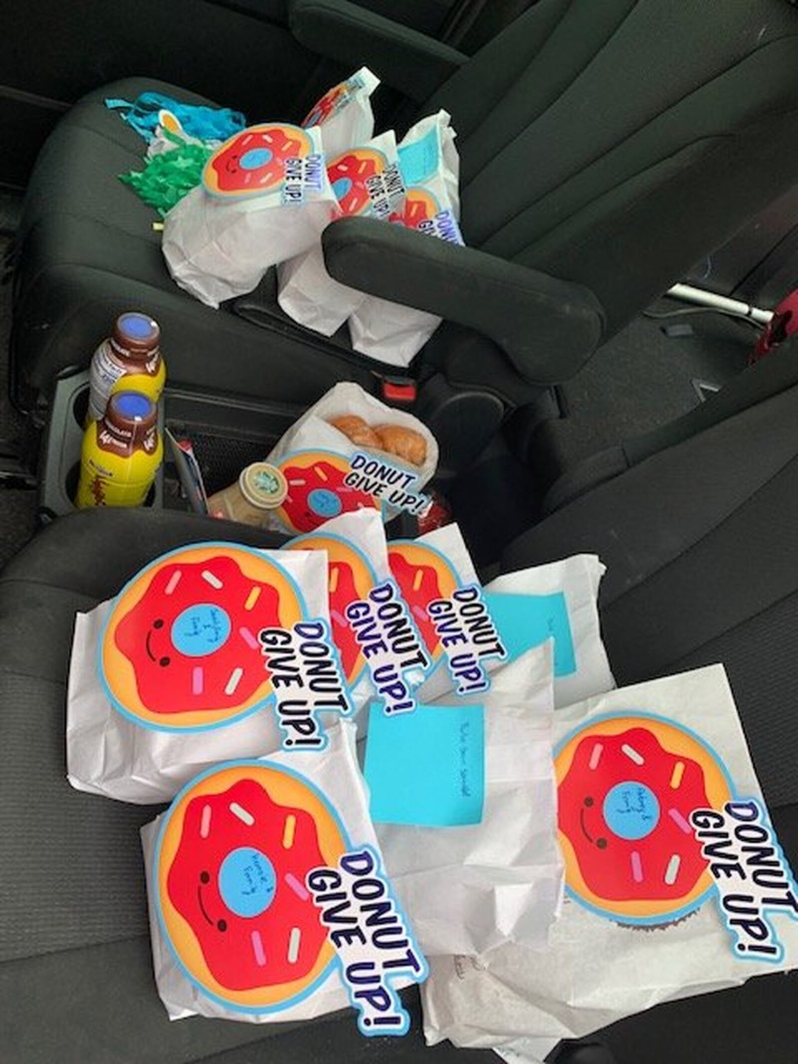 Donuts that Betsy O’Ryan has delivered to students in the Kettering area. CONTRIBUTED