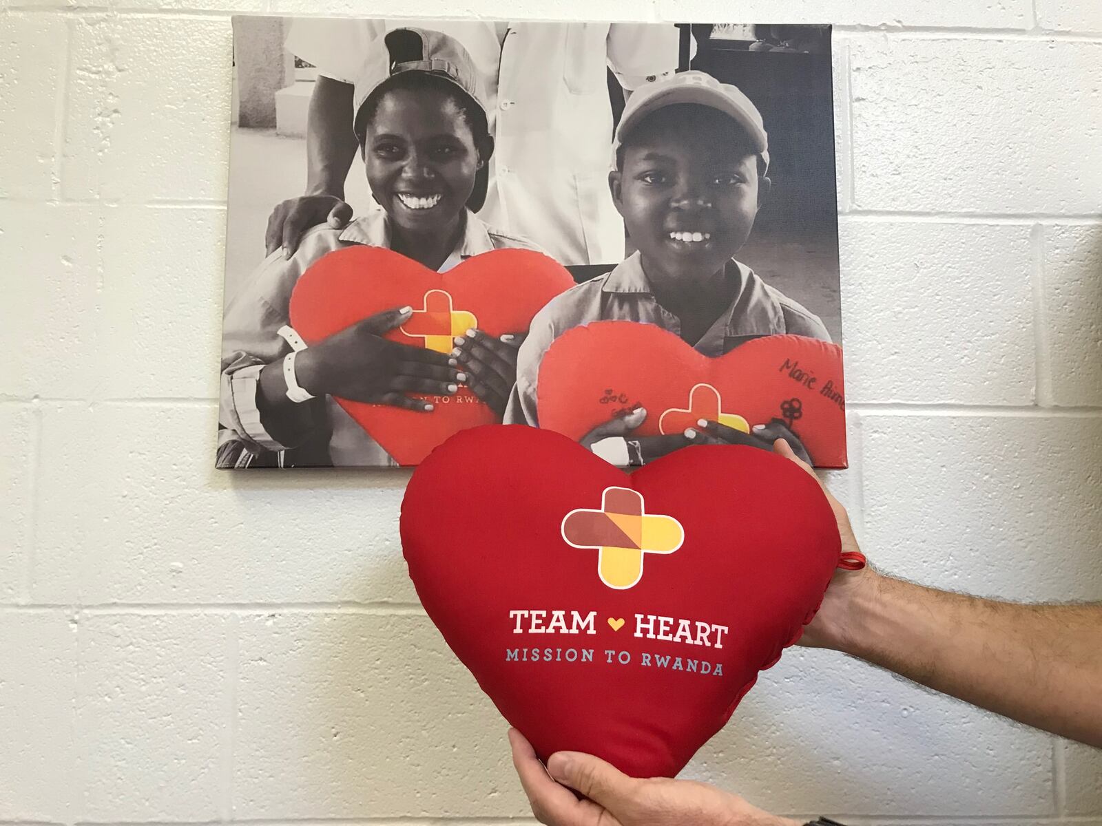 Shumsky has donated hundreds of pillows to the Team Heart effort in Rwanda to fight youth heart disease.