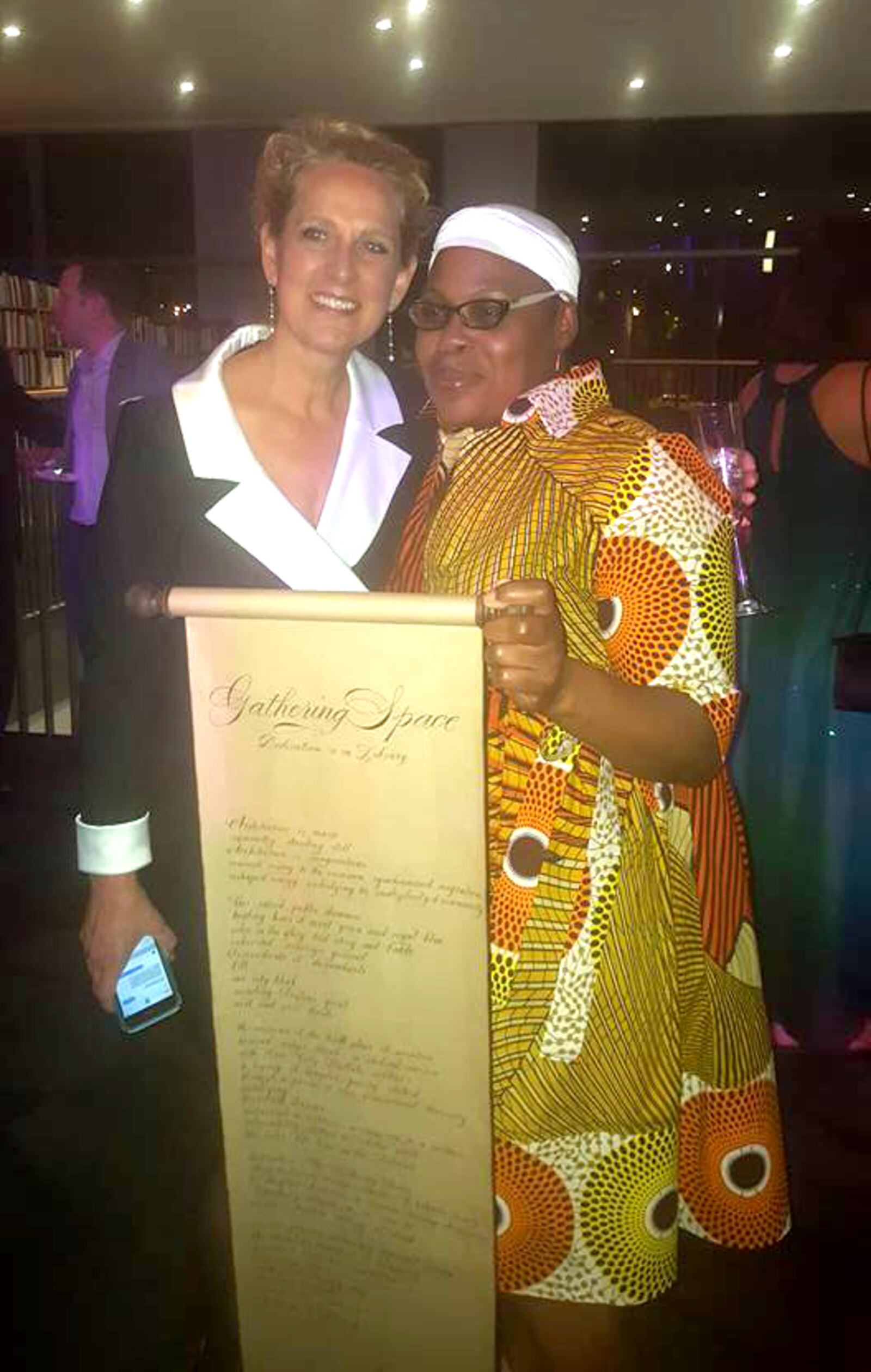 Diane Farrell with poet Sierra Leone at The Main Event, commemorating the opening of the new Main Library. CONTRIBUTED PHOTO