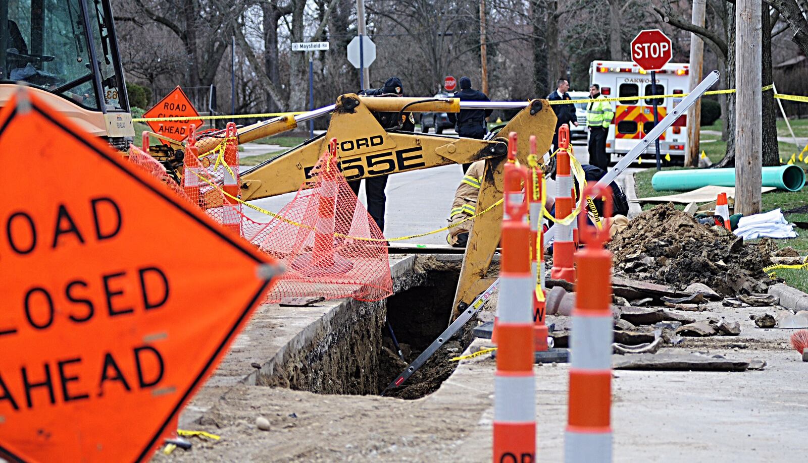 Scene of the trench collapse in Oakwood