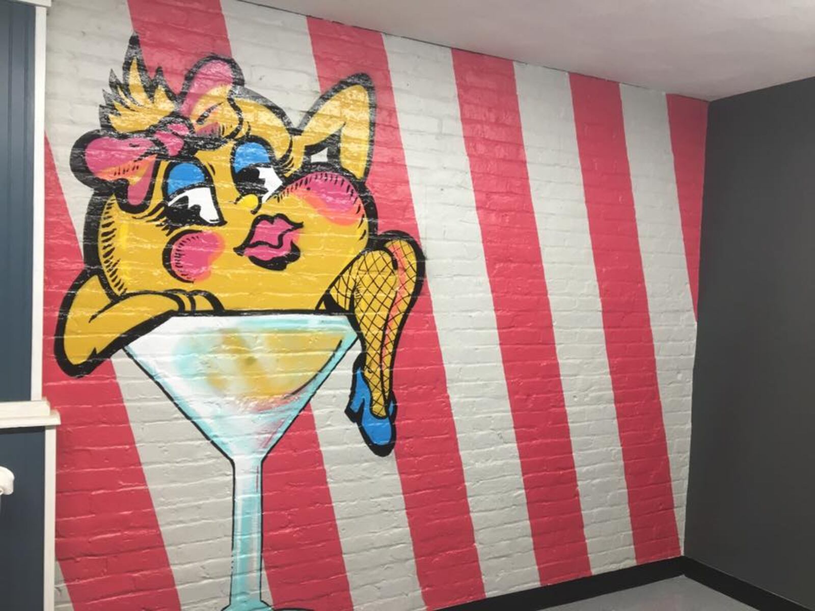 A Ms. Pac-Man mural inside the Canal Street Arcade and Deli. Photo from Canal Street Arcade and Deli Facebook page