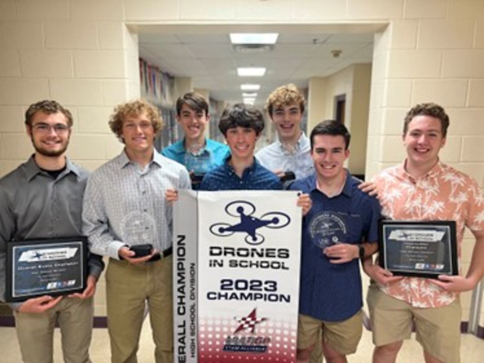 Bellbrook High School's drone team, the "Hog Flyers" made a clean sweep of their national championship in Denver, Colorado this year. CONTRIBUTED