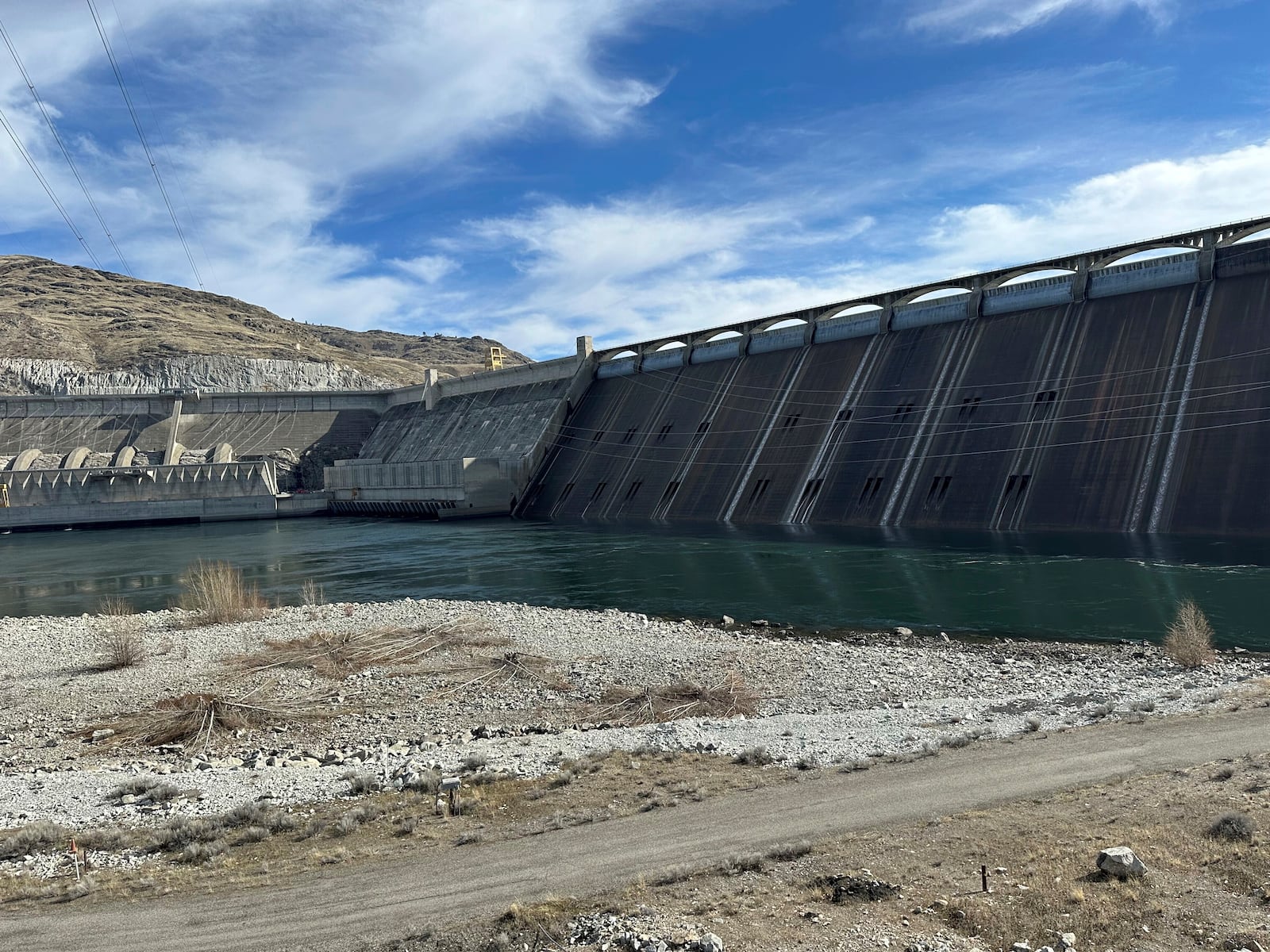 The Grad Coulee Dam, the largest hydropower generator in North America is located in Coulee Dam, Wash., is run by the Bureau of Reclamation, is shown near the Columbia River on Friday, Feb. 28, 2025. (AP Photo/Martha Bellisle)