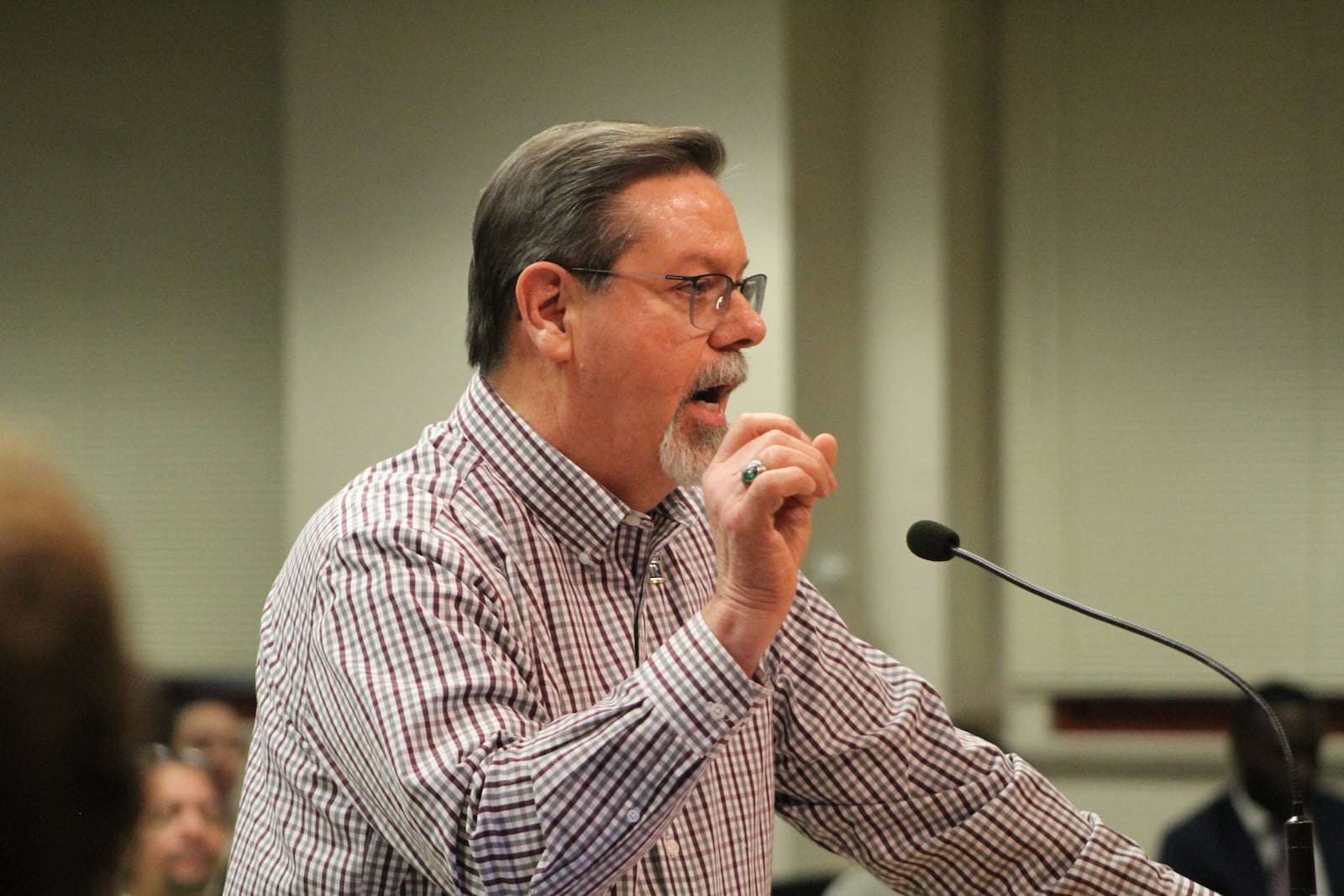 Greg Blatt, president of Dayton Realtors, speaks at the Dayton City Commission on Wednesday, March 1, 2023. The commission approved new source of income protections. Blatt opposed the legislation. CORNELIUS FROLIK / STAFF