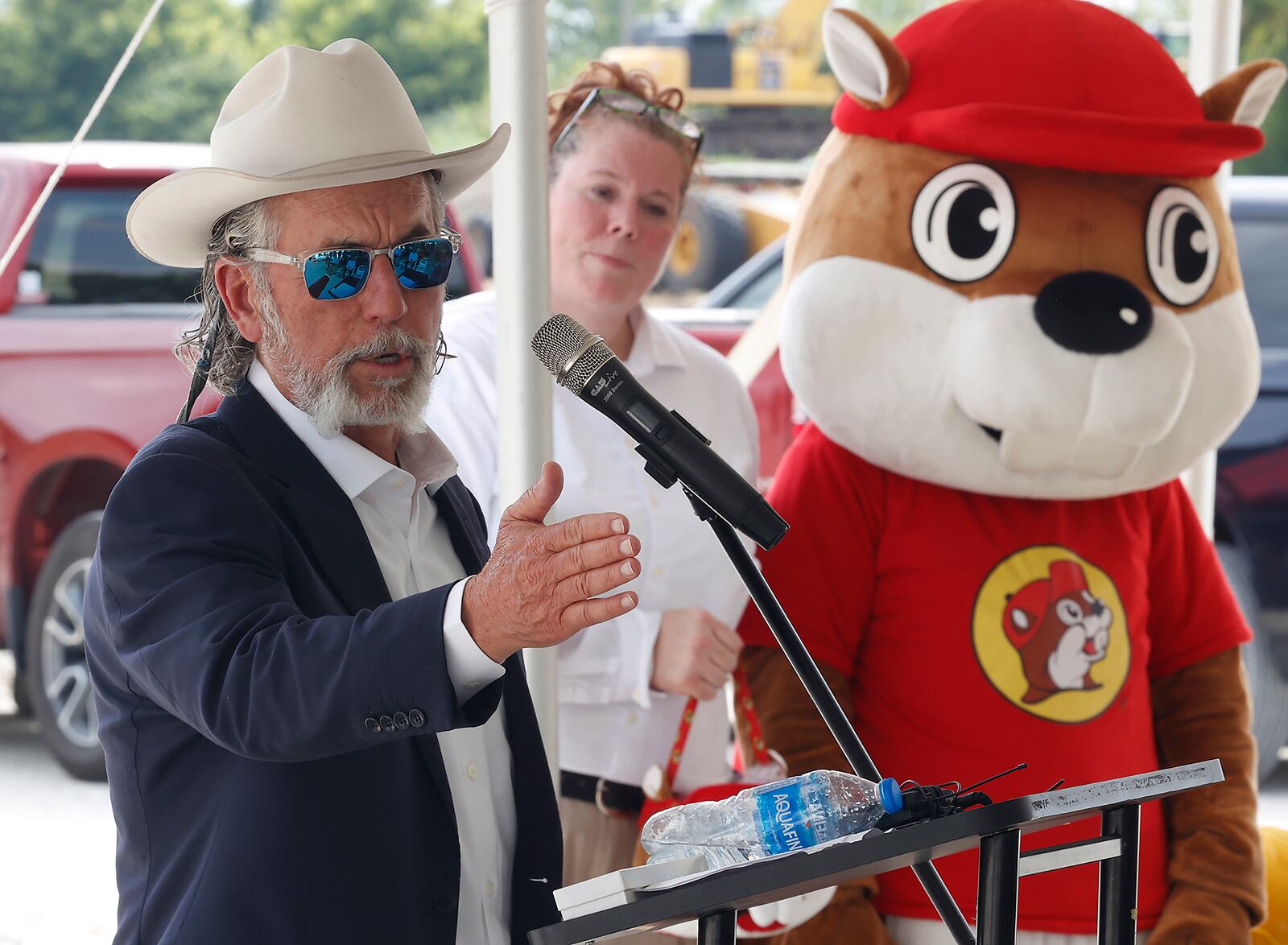 Buc-ee's founder Arch “Beaver” Aplin at the ground breaking ceremony for Ohio's first Buc-ee's being built in Huber Heights at the intersection of Ohio Route 235 and Interstate 70 Thursday, August 8, 2024. BILL LACKEY/STAFF