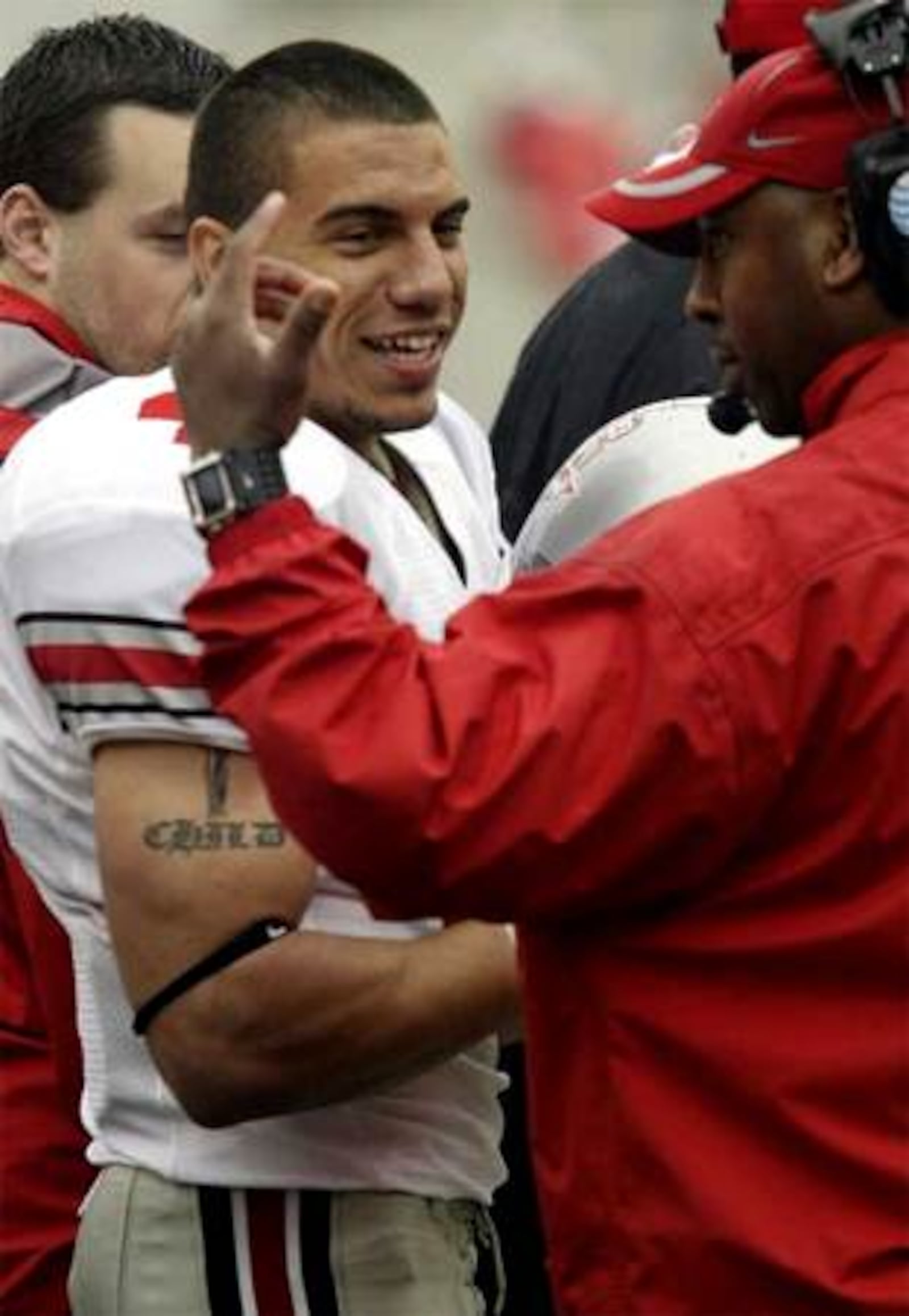 Defensive back Kurt Coleman on the sidelines during The Ohio State spring football game at Ohio Stadium in Columbus on Saturday April 19.