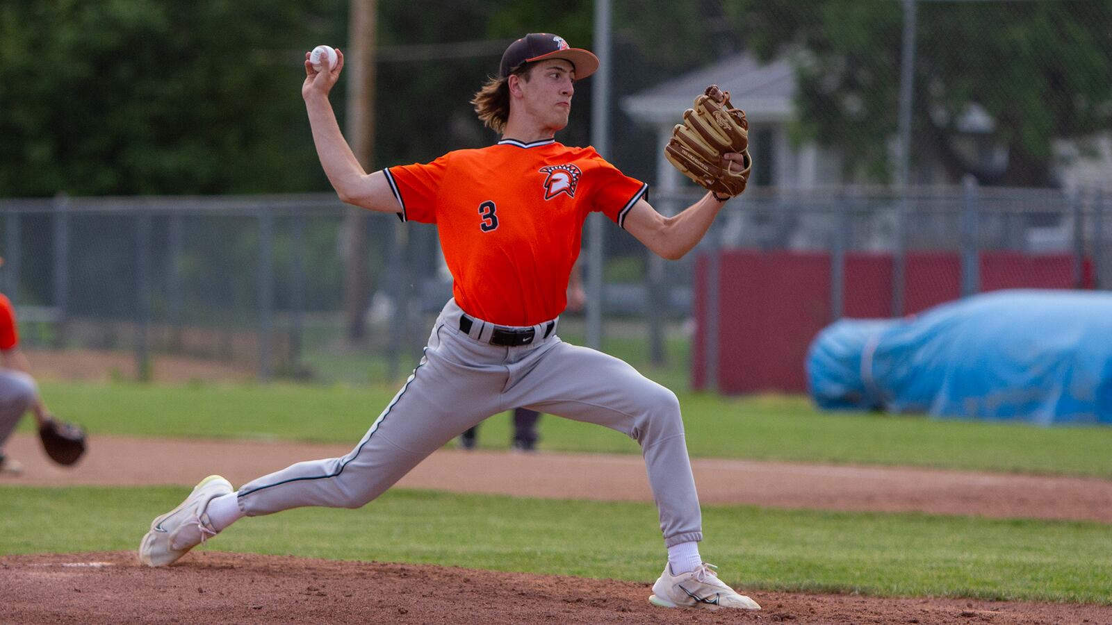 Waynesville sophomore Nate LeBlanc pitched a complete game Wednesday to help the Spartans defeat Arcanum 3-2 in a Division III district final at Kings High School. Jeff Gilbert/CONTRIBUTED