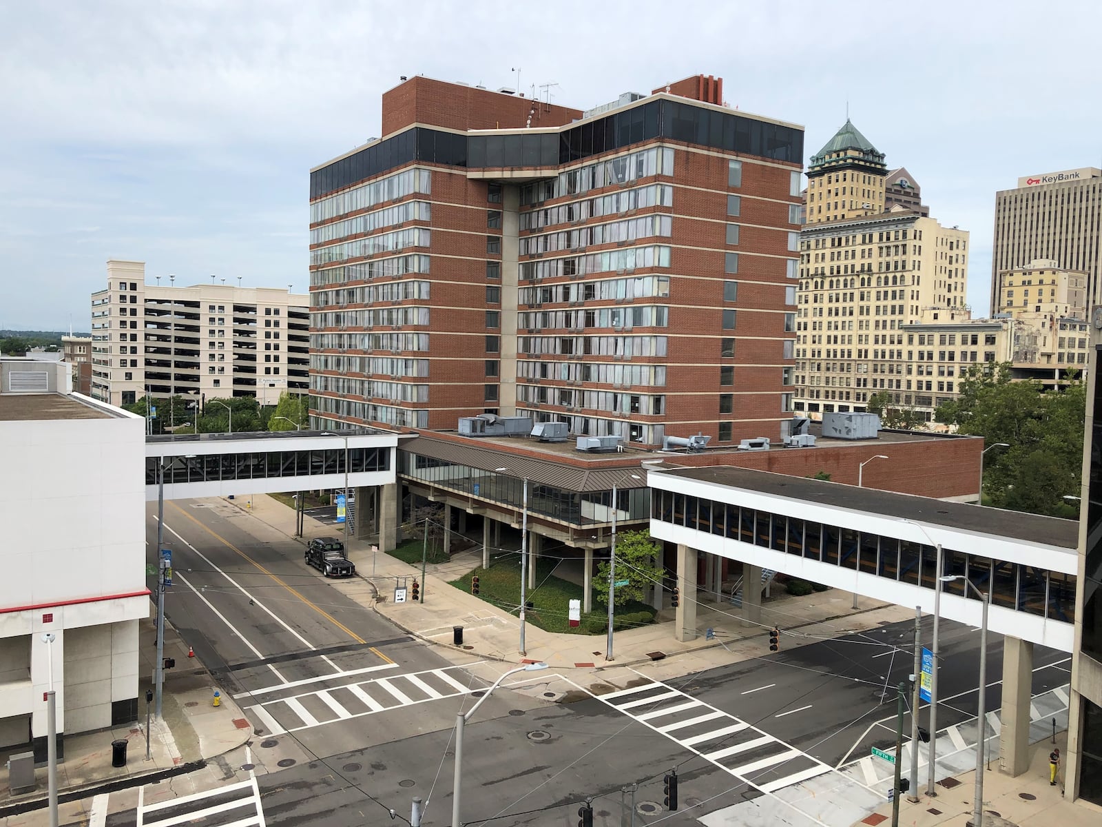 The Radisson Hotel, formerly the Crowne Plaza, at 33 E. Fifth St. The new owners have proposed converting some of the property into affordable housing for veterans. CORNELIUS FROLIK / STAFF