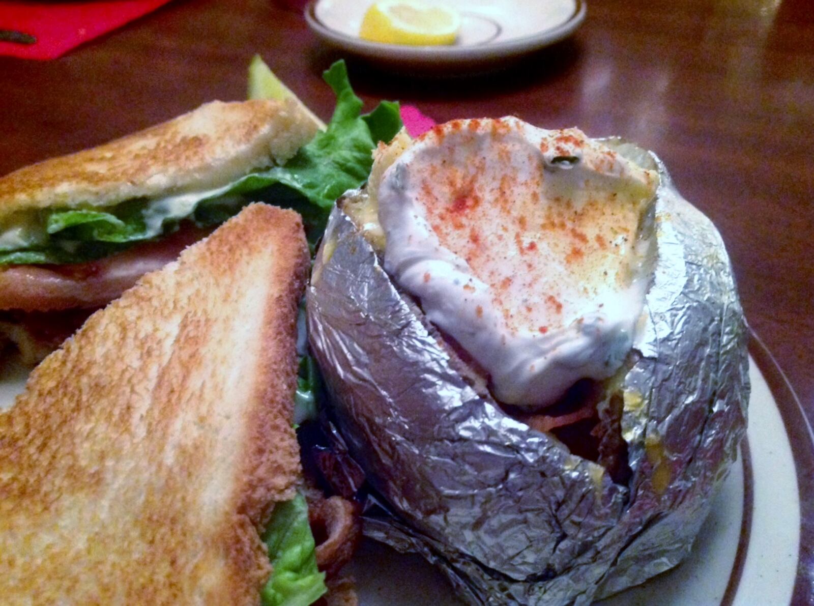 BLT at Hickory Bar-B-Q on Brown Street (Staff photo by Amelia Robinson)BLT and loaded potato at Hickory Bar-B-Q on Brown Street in Dayton. (Staff photo by Amelia Robinson)