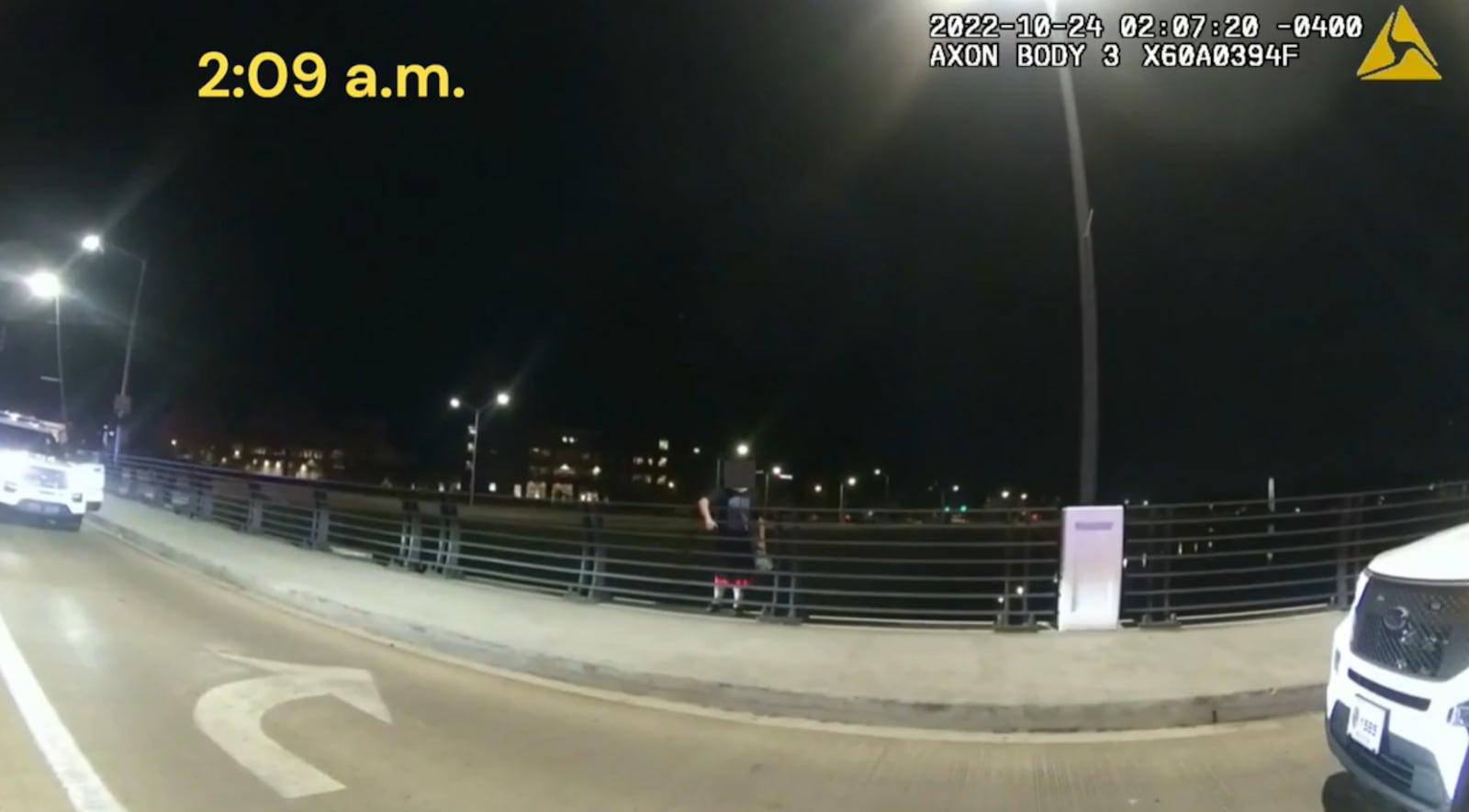 Dayton Police Department officers convinced a man on the edge of the Stewart Street Bridge to climb back over the railing and get additional help early Oct. 24, 2022.