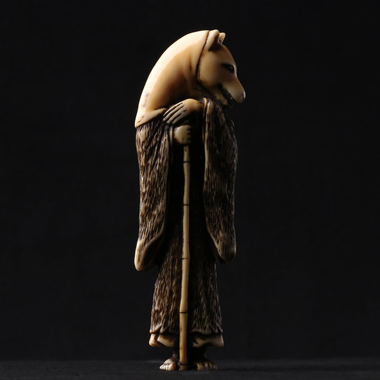 Netsuke in the shape of a fox disguised as a Buddhist priest. CONTRIBUTED