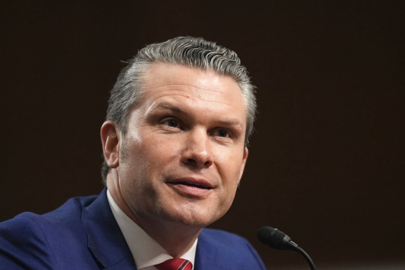 Pete Hegseth, President-elect Donald Trump's choice to be Defense secretary, appears before the Senate Armed Services Committee for his confirmation hearing, at the Capitol in Washington, Tuesday, Jan. 14, 2025. (AP Photo/Jacquelyn Martin)