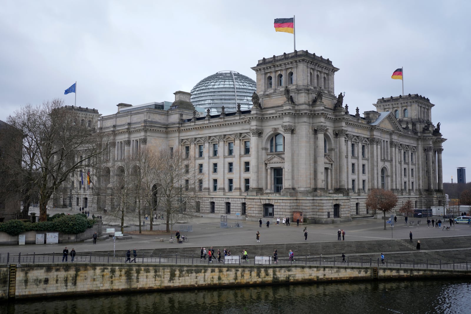 View of the Reichstag building in Berlin, Germany, Sunday, Feb. 23, 2025, during the German national election. (AP Photo/Markus Schreiber)