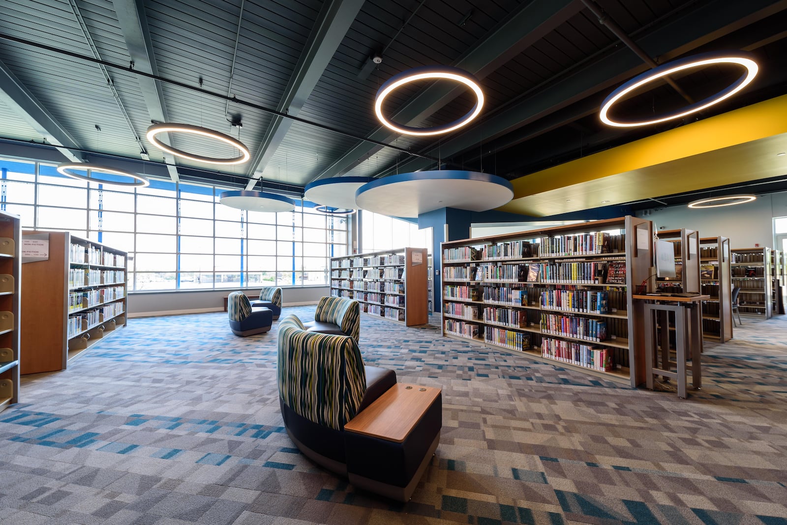 Step inside the newly completed Dayton Metro Library Huber Heights Branch, located at 6243 Brandt Pike. The new 27,000 square foot building, the second largest in the Dayton Metro Library system, is replacing the former library location at 6160 Chambersburg Rd. A grand opening celebration will take place today, June 2, 2023 from 3-6 p.m. with normal hours resuming on Monday, June 5. TOM GILLIAM / CONTRIBUTING PHOTOGRAPHER