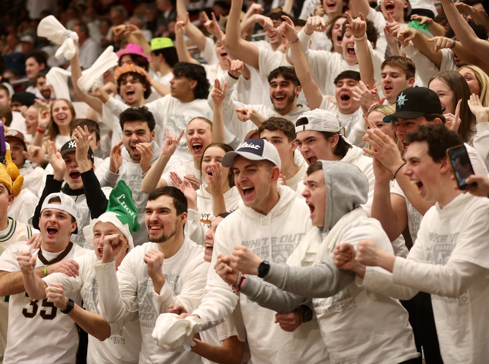 St. Bonaventure fans cheer during a game against Dayton on Saturday, Feb. 4, 2023, at the Reilly Center in St. Bonaventure, N.Y. David Jablonski/Staff