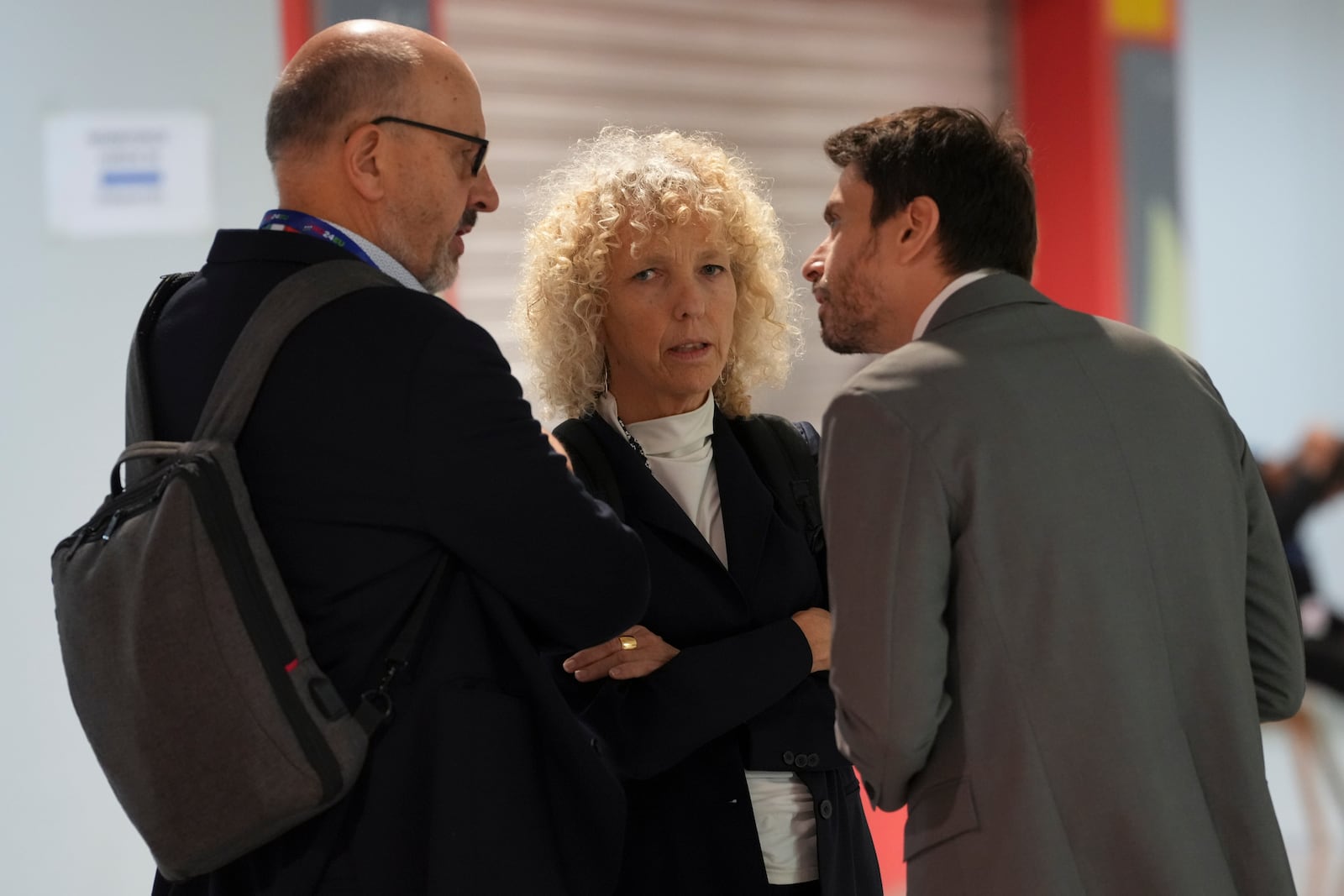 Jennifer Morgan, Germany climate envoy, speaks in a hallway during the COP29 U.N. Climate Summit, Saturday, Nov. 23, 2024, in Baku, Azerbaijan. (AP Photo/Peter Dejong)