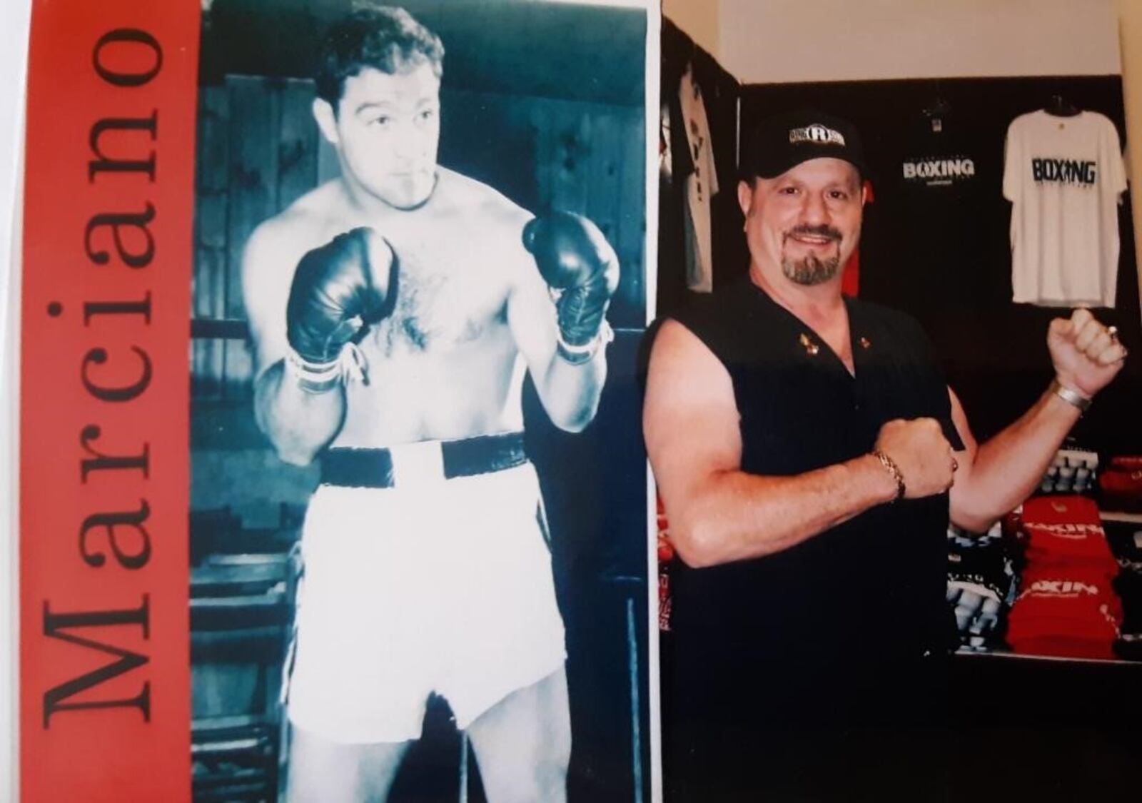 Rick Condi at the International Boxing Hall of Fame in New York posed next to an exhibit of his all-time hero Rocky Marciano. CONTRIBUTED