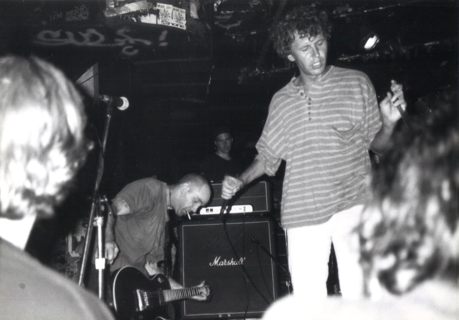 Mitch Mitchell (left) and Robert Pollard during Guided By Voices performance at CBGB in New York in July 1993 during the New Music Seminar. PHOTO BY DON THRASHER