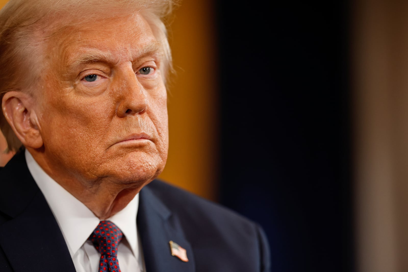 President-elect Donald Trump looks on as he arrives for the 60th Presidential Inauguration in the Rotunda of the U.S. Capitol in Washington, Monday, Jan. 20, 2025. (Chip Somodevilla/Pool Photo via AP)