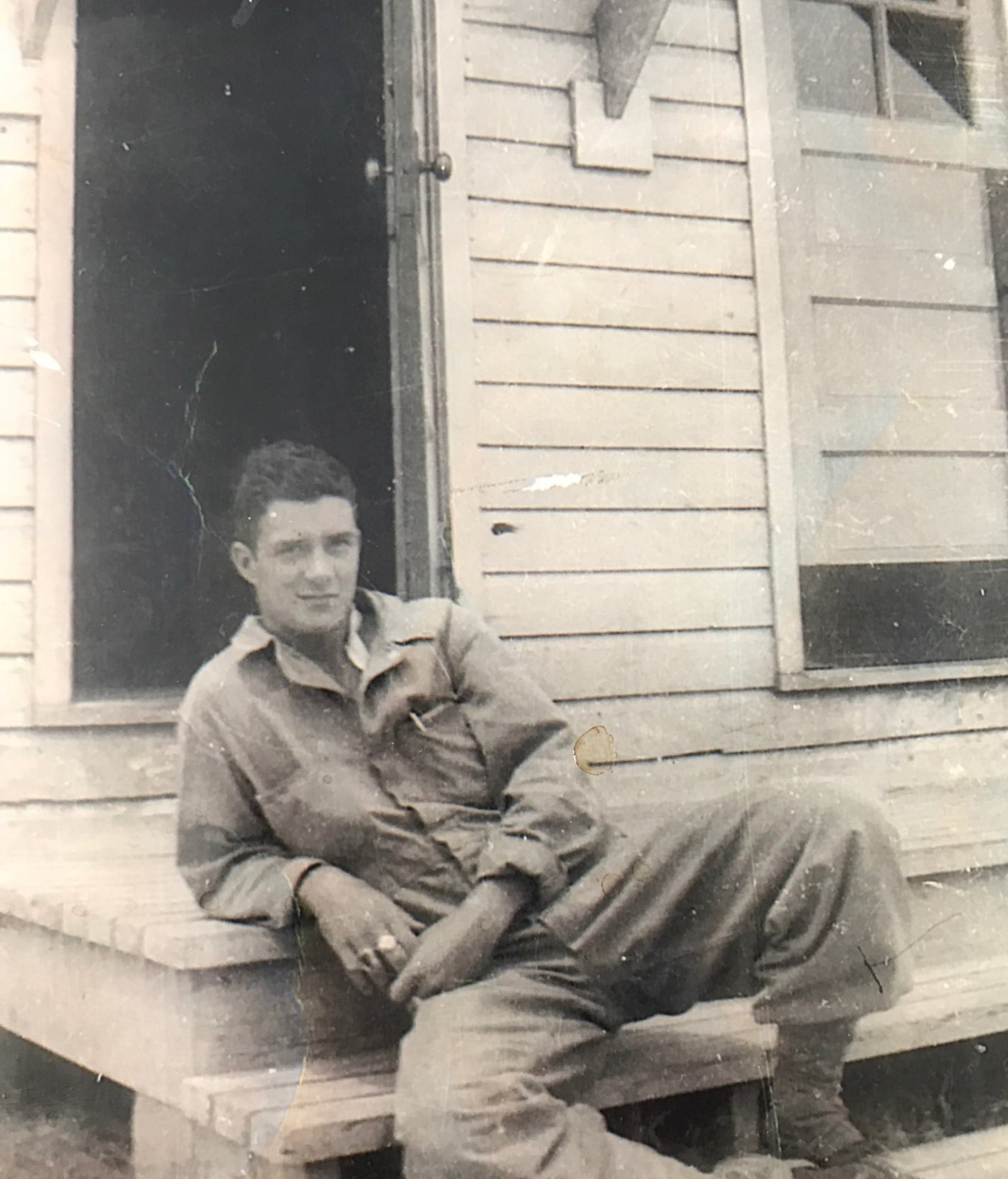 Walter Stitt relaxes on the steps of the barracks during training at Camp Polk, Louisiana. Within a year he would be serving in a Sherman tank in some of the deadliest battles of World War II. Twice his tank commanders and others alongside him in tanks were killed by German shells. He received two Purple Hearts; the National Order of the Legion of Merit, the highest honor of France; and the Order of Saint George Medallion, the top award given to members of the Army's mounted force (tanks, cavalry) by the United States Armor Association of the United States Army. CONTRIBUTED