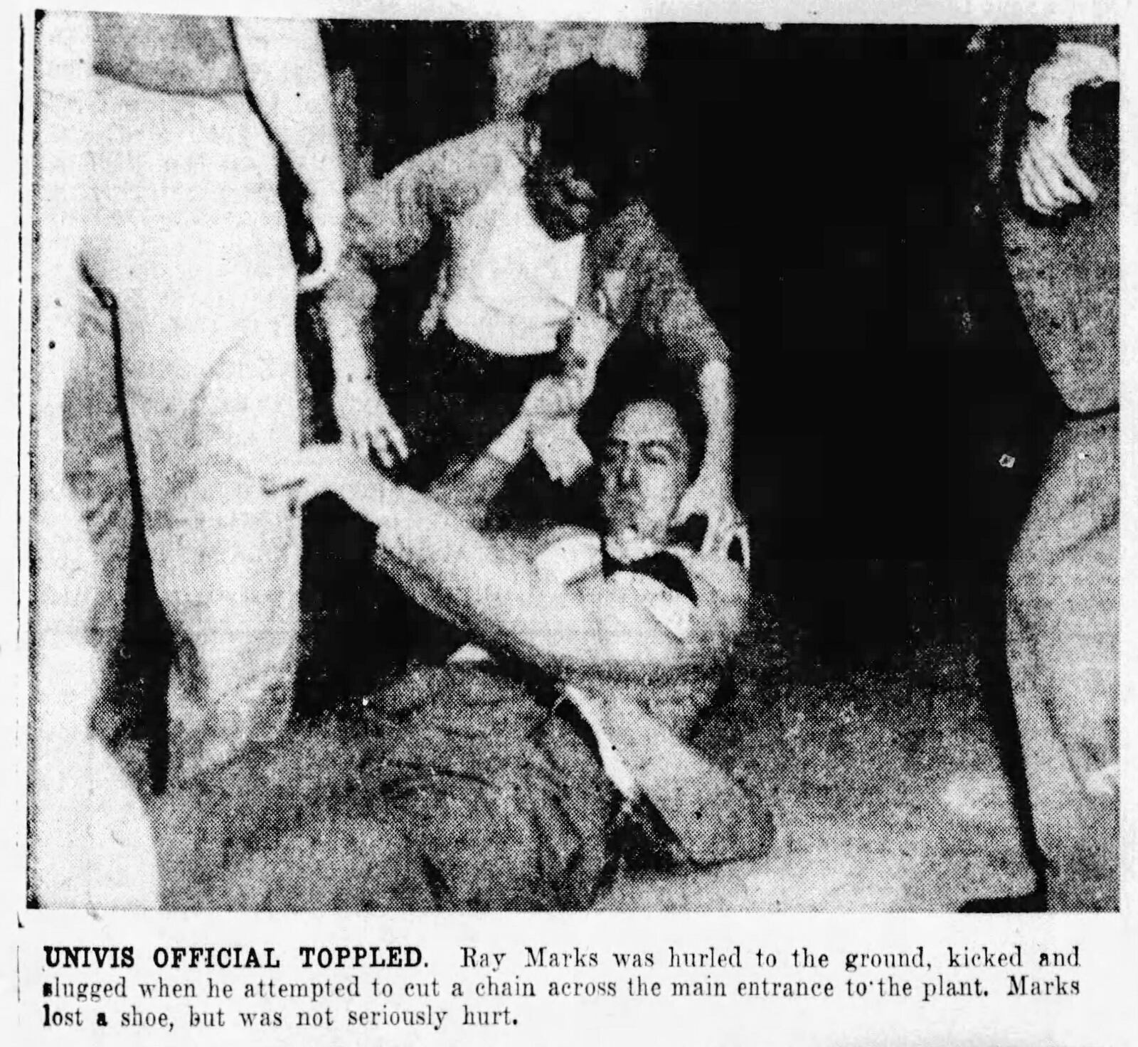 Violence at the picket lines during the Univis Lens strike of 1948. DAYTON DAILY NEWS ARCHIVES