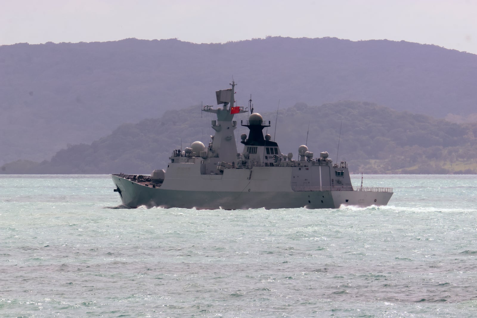 In this photo provided by the Australian Defense Force, the People's Liberation Army-Navy Jiangkai-class frigate Hengyang travels in the Torres Strait off Australia's coast, on Feb. 11, 2025. (Australian Defense Force via AP)