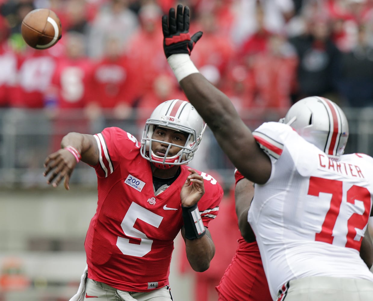 OSU's Miller, freshman receiver lead Scarlet in spring game