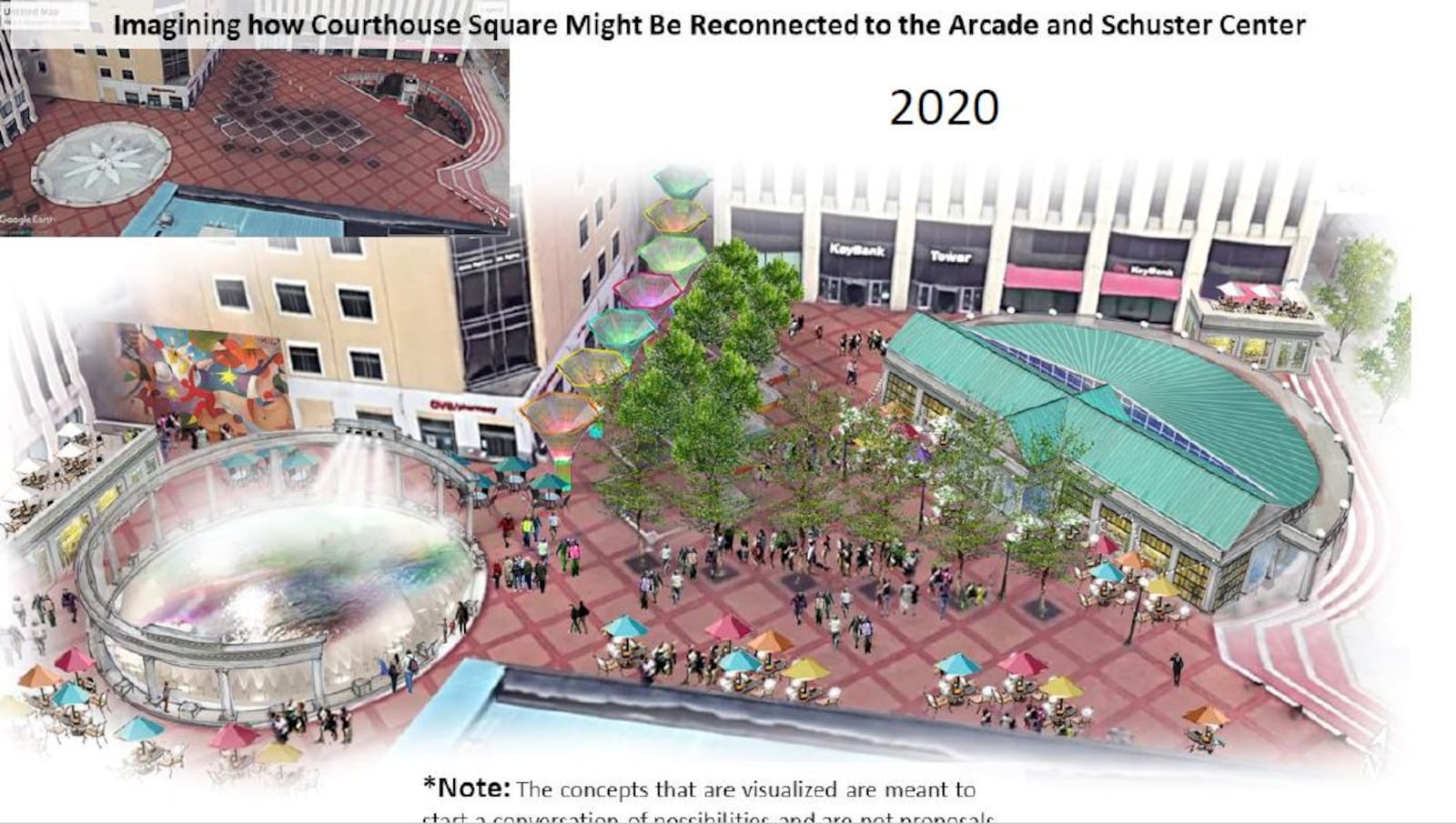 A conceptual rendering of what Courthouse Square could look like. This is just a concept meant to spark discussion about the property and not actual plans. CONTRIBUTED