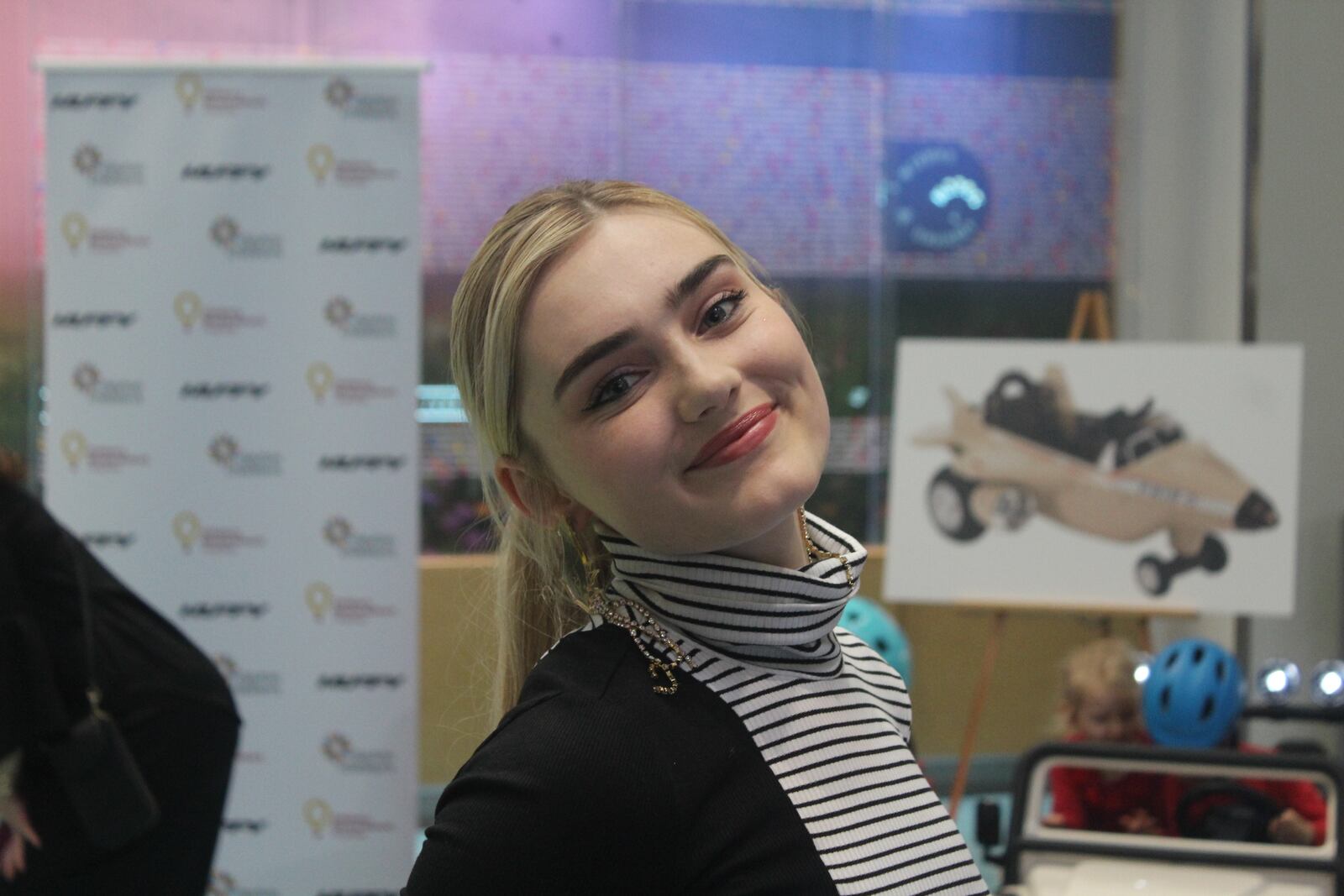 Meg Donnelly, star of  ABC’s “American Housewife” and the popular Disney Channel movie “Zombies” visited Dayton Children’s as part of the announcement of Huffy’s donation to the hospital and the Children’s Miracle Network. Photo by Amelia Robinson