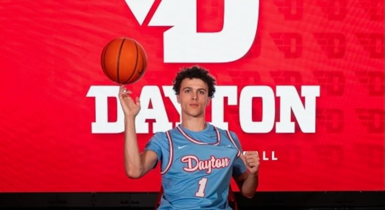 Damon Friery poses for a photo on his official visit to UD. Contributed photo