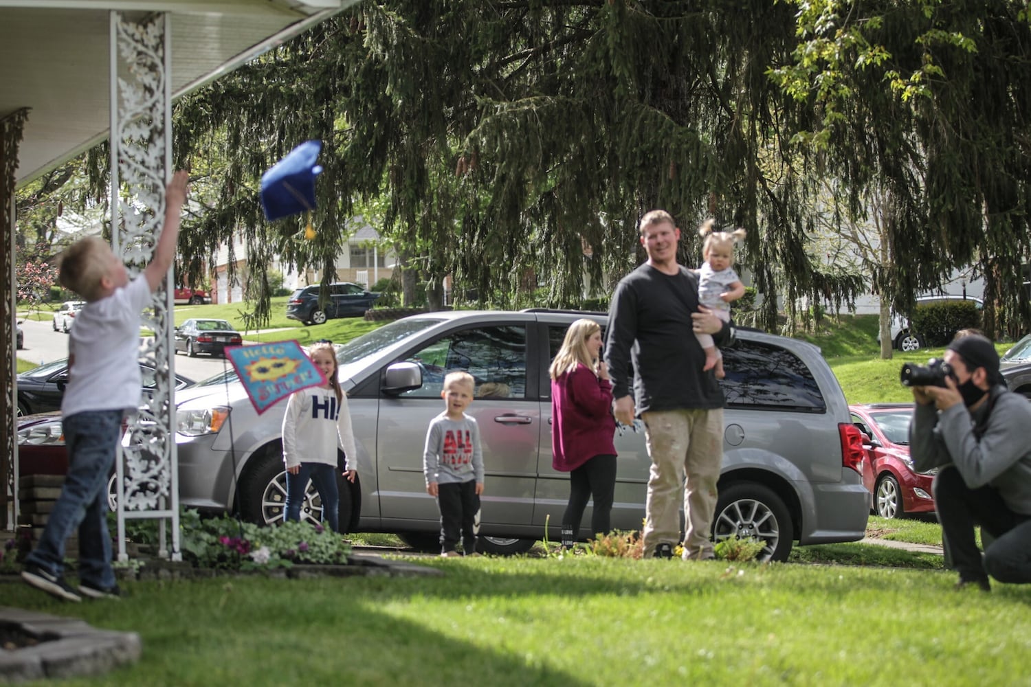 Pre-school porch graduation delights local neighborhood