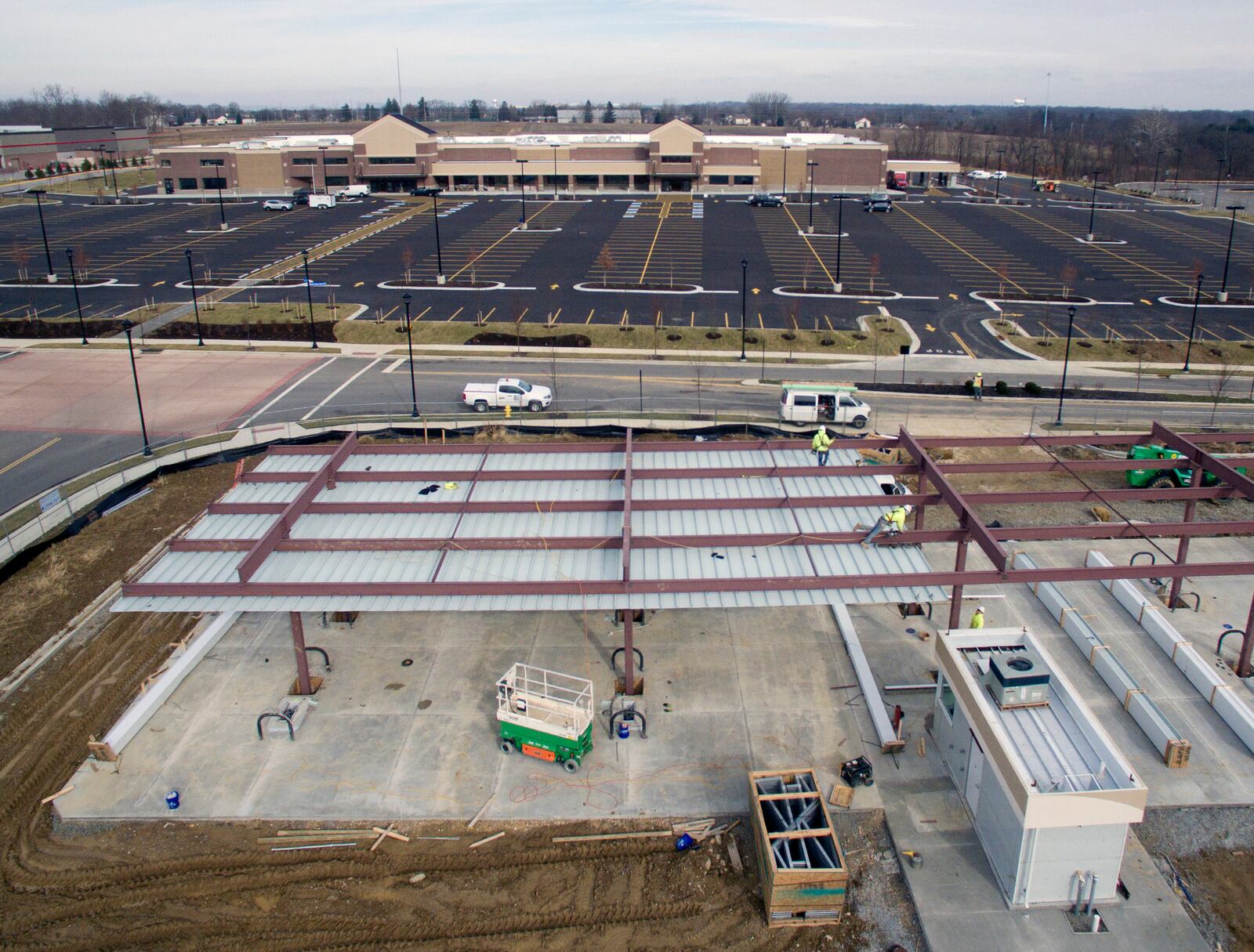 The new 125,000-square-foot Kroger store being built on Feedwire Road in Centerville will open by late May or early June, according to the company.The Cincinnati-headquartered grocery retailer is set to open the store on about 15 acres between Costco and Cabelas, facing south toward Feedwire Road. A company spokeswoman said Kroger has invested $21.2 million into the new store at the Cornerstone of Centerville development. .  TY GREENLEES / STAFF