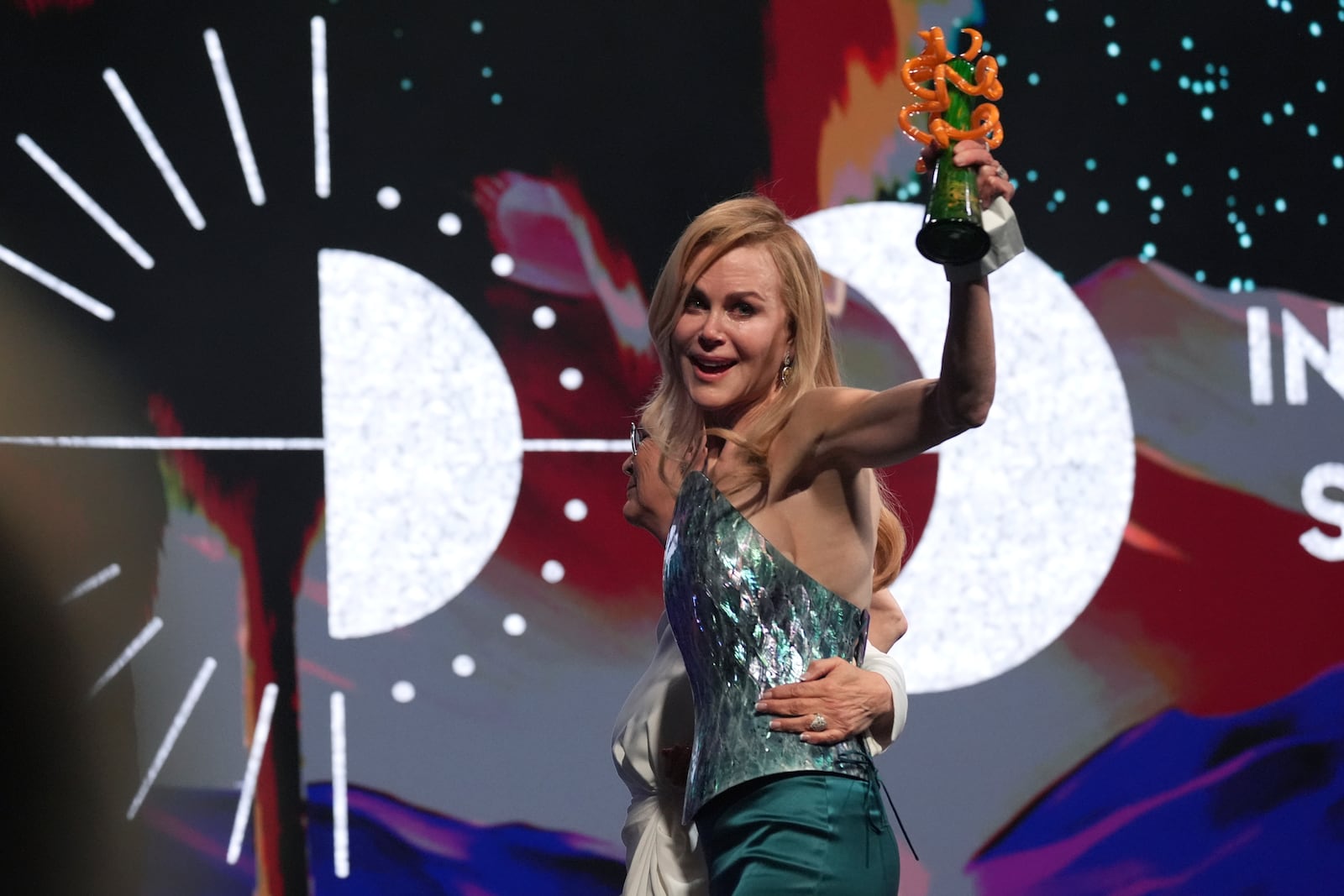 Nicole Kidman accepts the international star award for "Babygirl" during the 36th annual Palm Springs International Film Festival Awards Gala on Friday, Jan. 3, 2025, in Palm Springs, Calif. (AP Photo/Chris Pizzello)