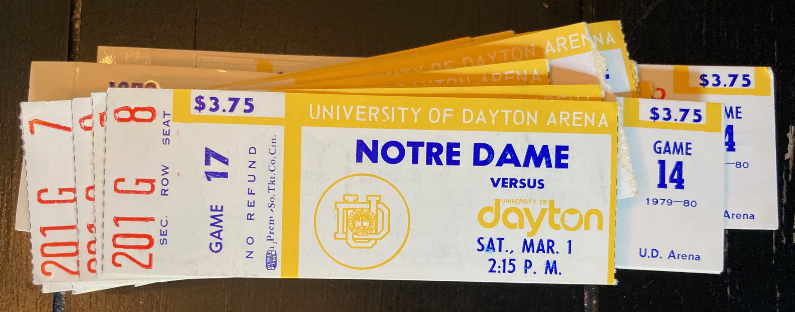 Dayton Flyers ticket stubs