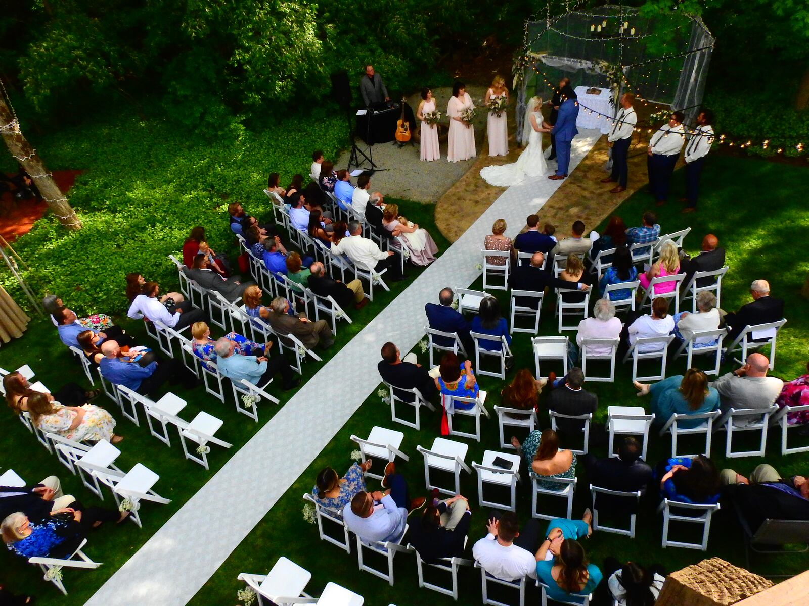 In 2021, the couple's son was married with 100 guests looking on from their seats in the grass. Contributed