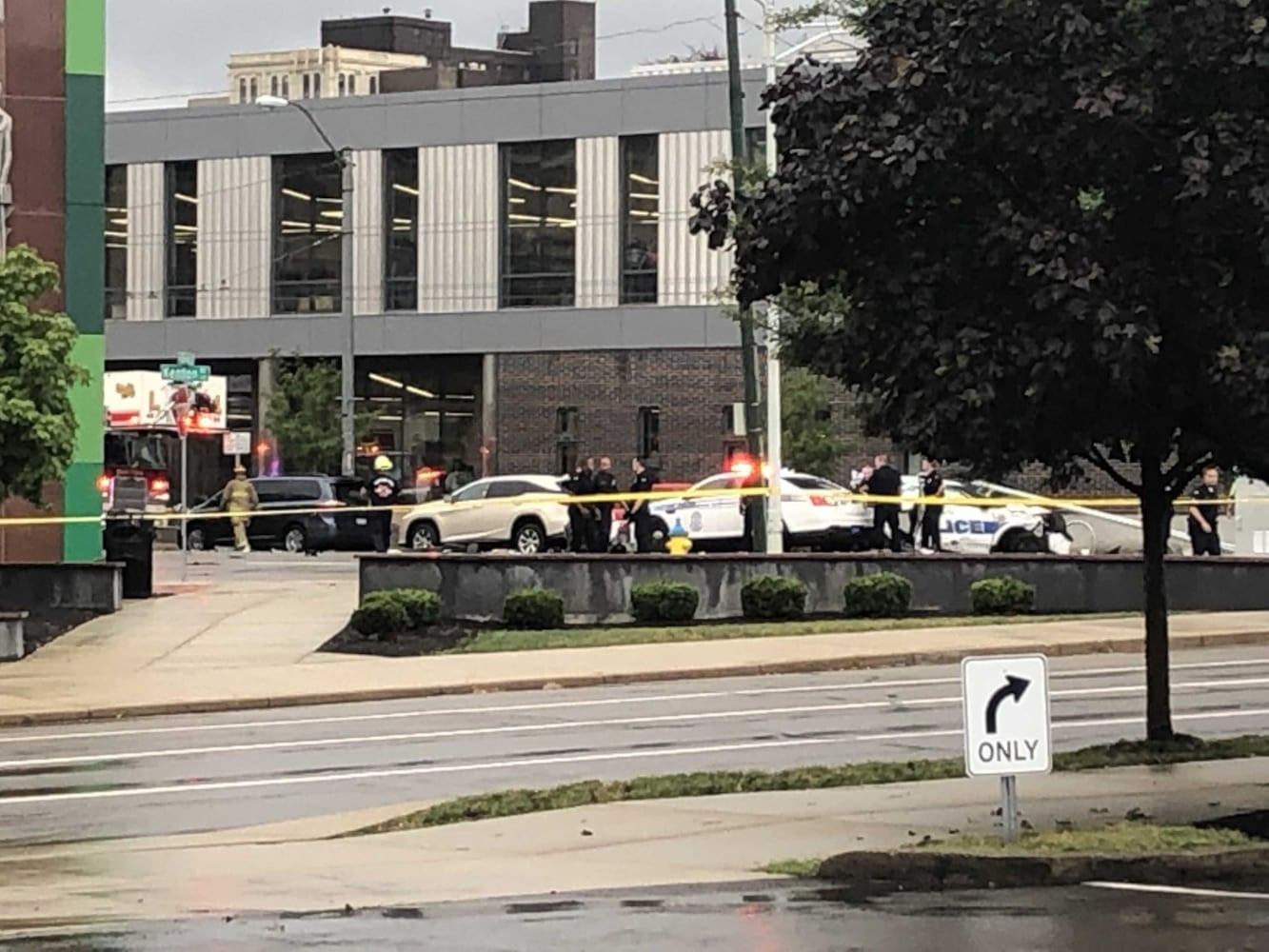 Police cruisers involved in accident near Main Library