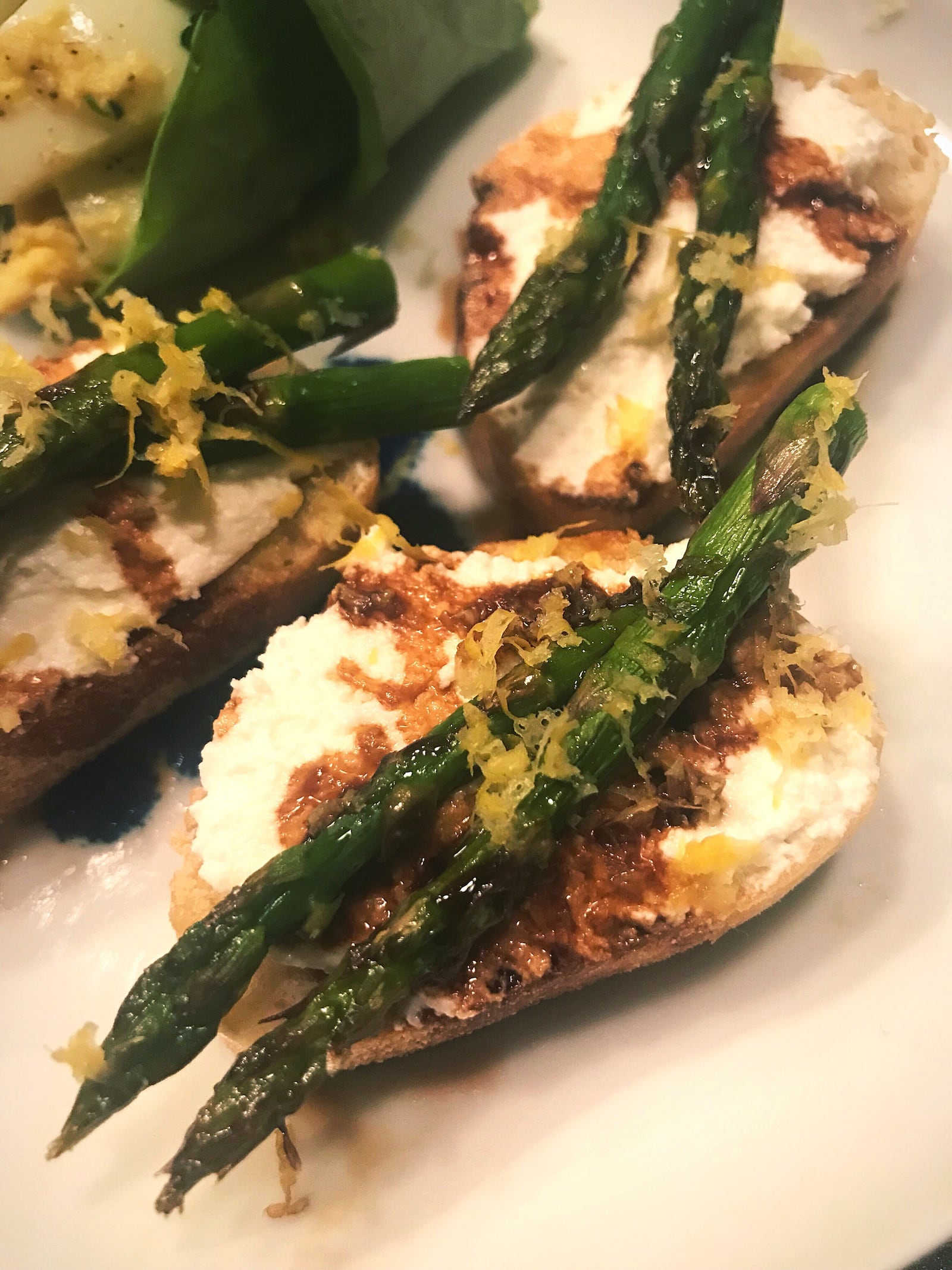 Another easy to please and fool proof dish which highlights spring veggies in a light and bright way: ricotta and asparagus bruschetta. CONTRIBUTED PHOTO / TESS VELLA-COLLETTE